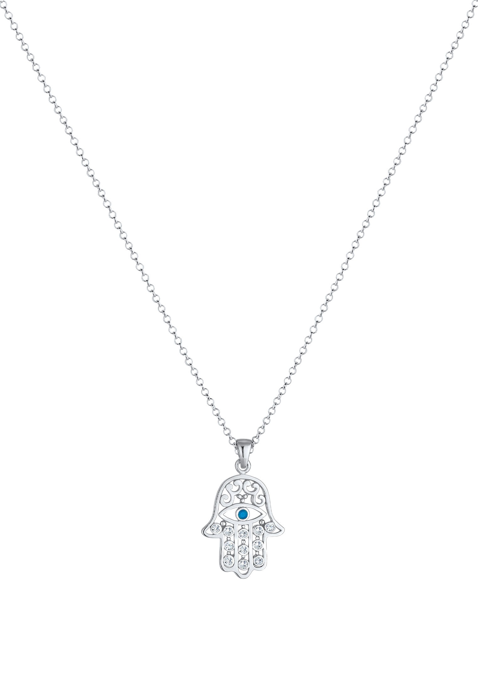 Elli Lange Kette »Halskette Hamsa Evil Eye Schutzsymbol 925 Silber, mit Kristallen von Swarovski®«