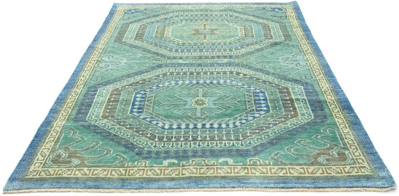 morgenland Wollteppich »Designer Teppich handgeknüpft grün«, rechteckig,  handgeknüpft bestellen bei OTTO