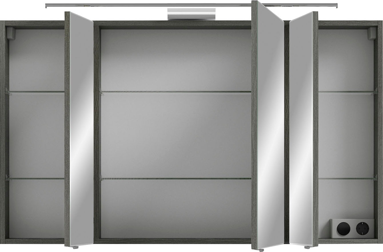 Saphir Badmöbel-Set »6005 Sprint 4-teilig, Keramik-Waschtisch mit LED-Spiegelschrank«, (5 St.), Unterschrank, Midischrank, inkl. Türdämpfer, 5 Türen, 5 Schubladen