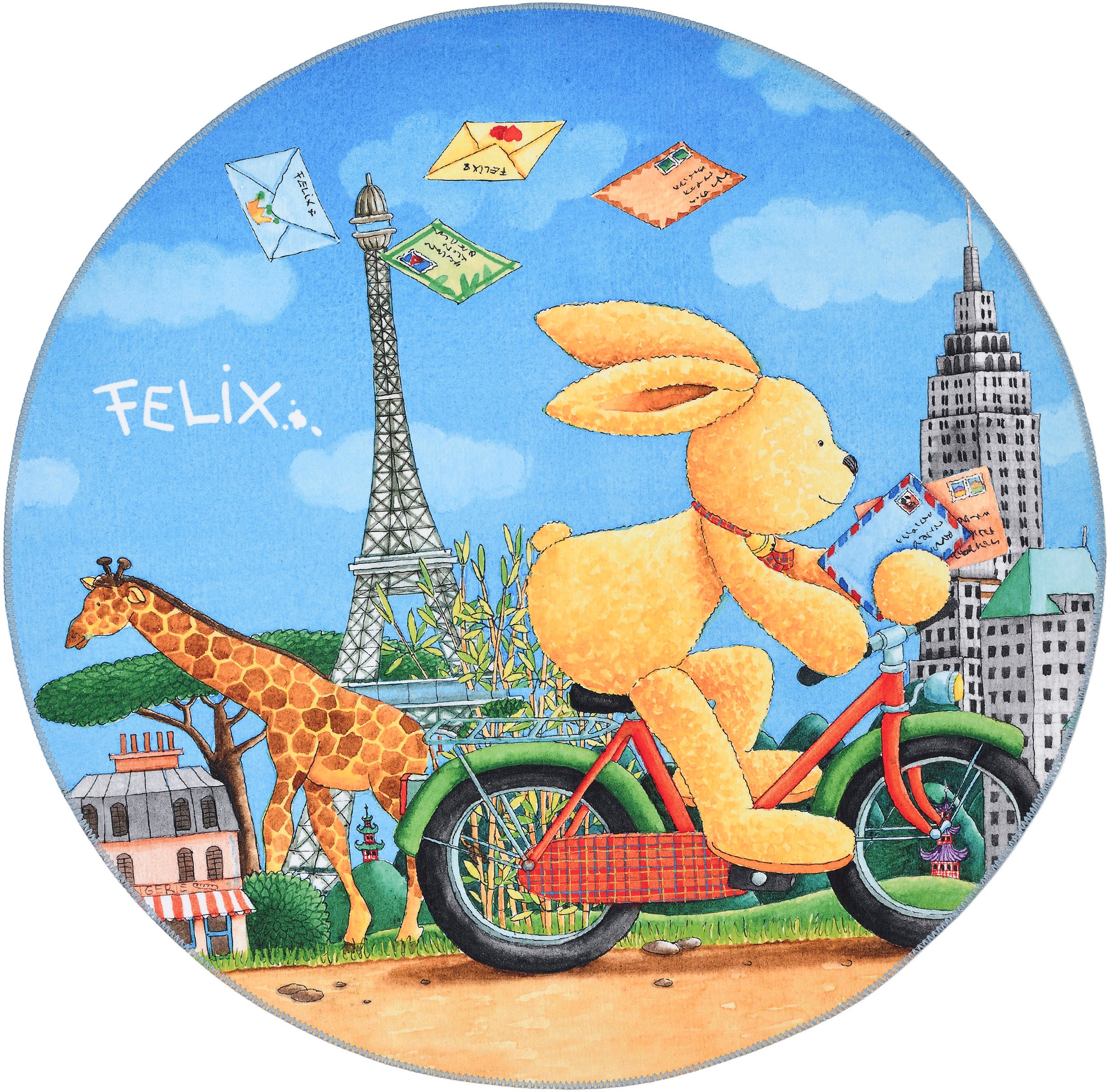 Felix der Hase Kinderteppich »FE-432«, rund, 6 mm Höhe, bedruckt, Motiv Eifelturm