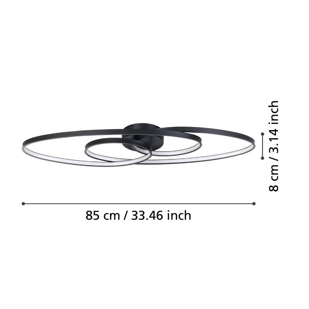 EGLO Deckenleuchte »GIANELLA Deckenlampe, Alu, Stahl und Kunststoff, IP20, Wohnzimmerlampe«, 1 flammig, Leuchtmittel LED-Modul | LED fest integriert, Wand-/Deckenleuchte, L88 x B30 x H8 cm, schwarz, 38W inkl.