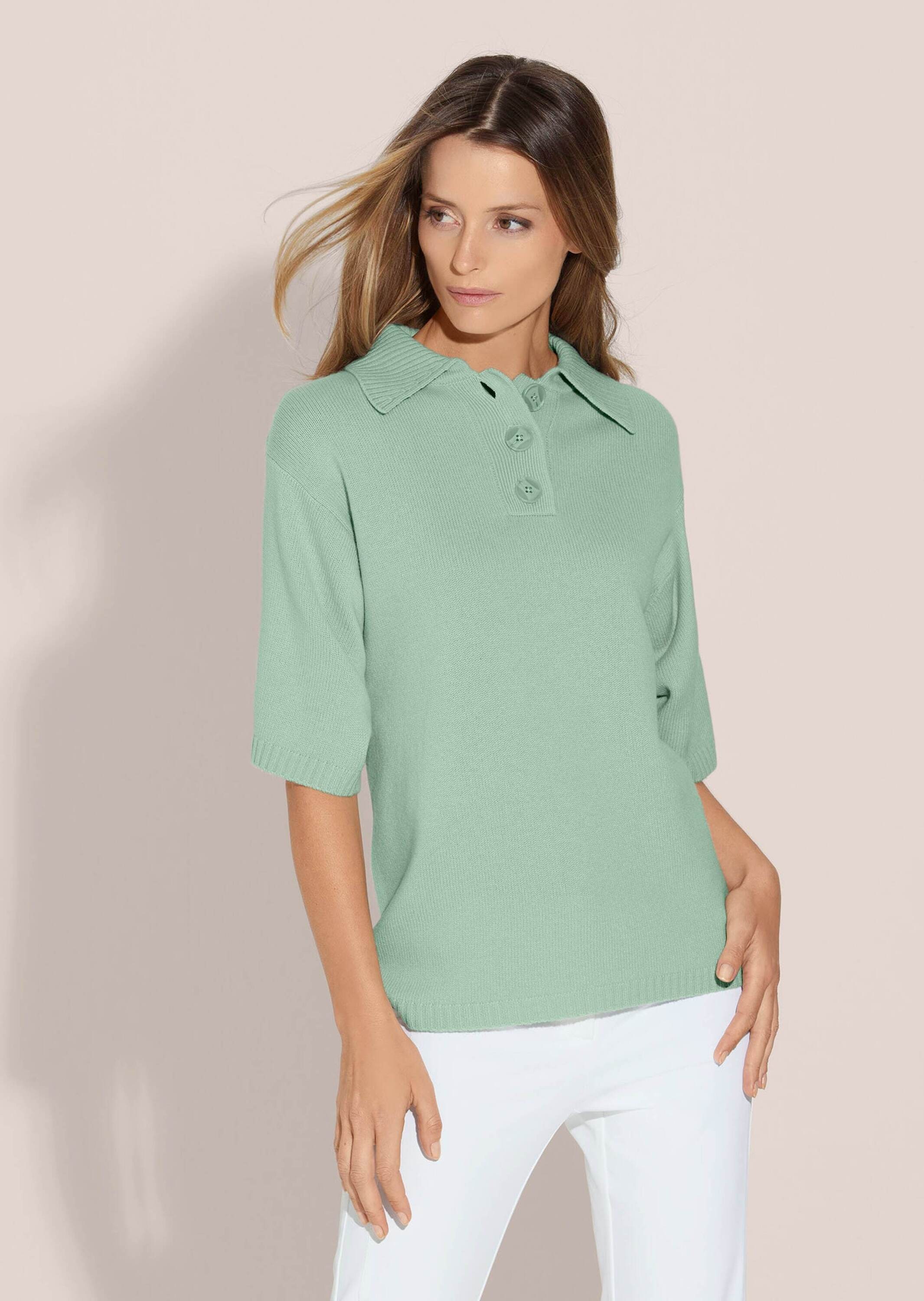 MADELEINE Longpullover »Pullover Polo-Pullover aus Schurwoll-Kaschmir-Mix«