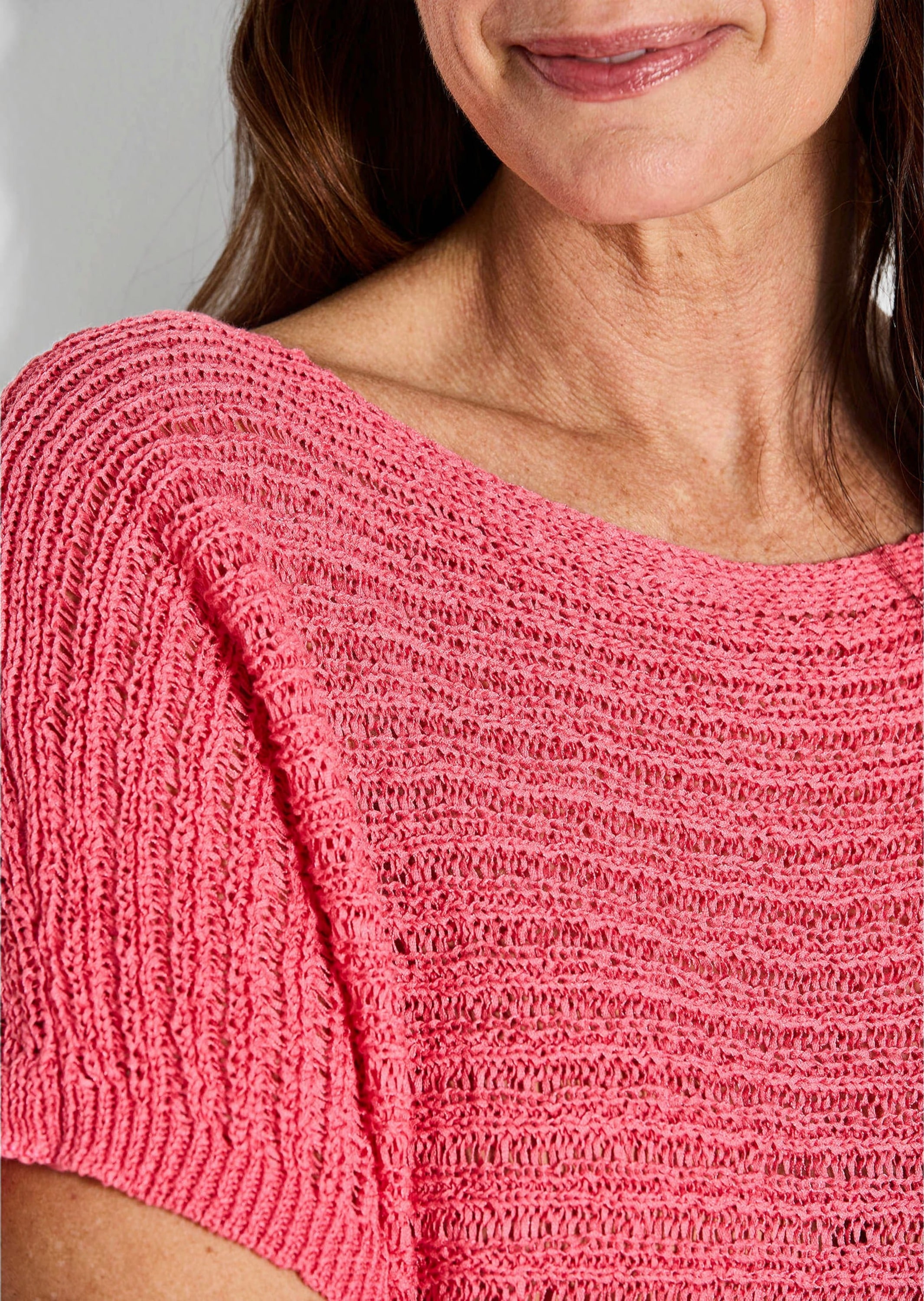 GOLDNER Rundhalspullover »Kurzgröße Kurzarm-Pullover mit Rippen«