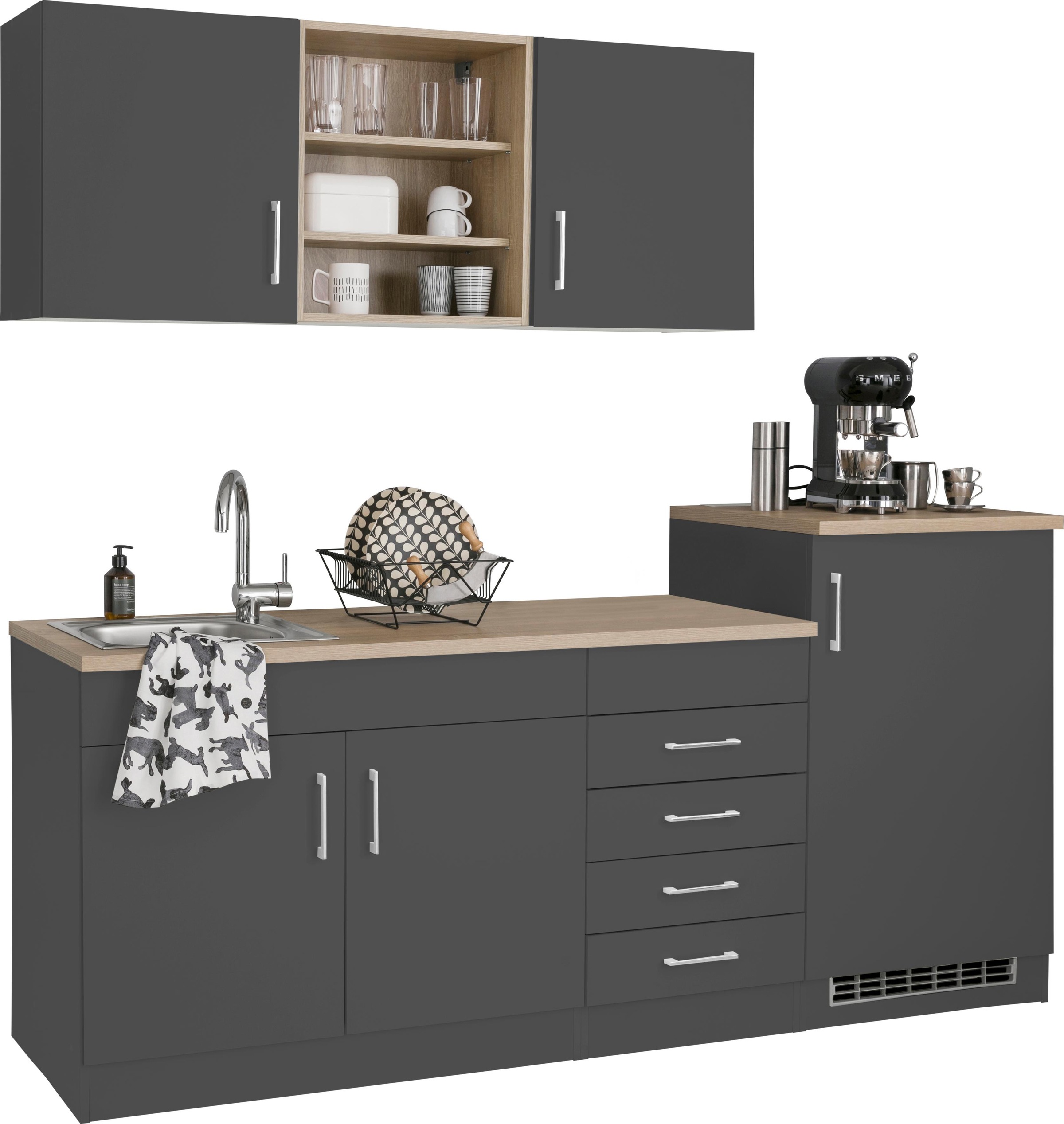 KOCHSTATION Küche »KS-Mali« Breite 210 cm, mit E-Geräten