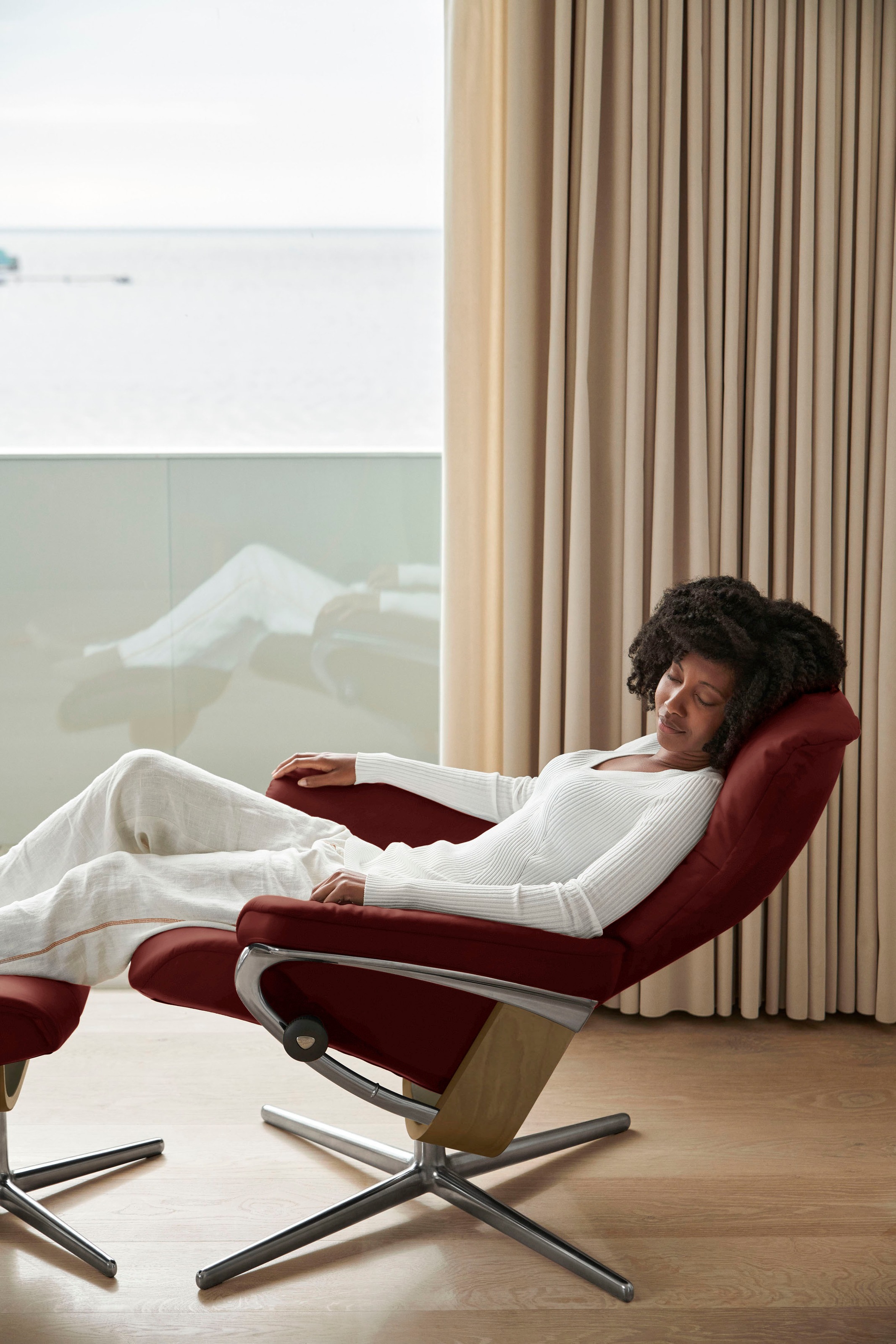 Stressless® »Mayfair« Set, Relaxsessel mit Hocker,  mit Hocker, mit Cross Base, Größe S, M & L, Holzakzent Eiche