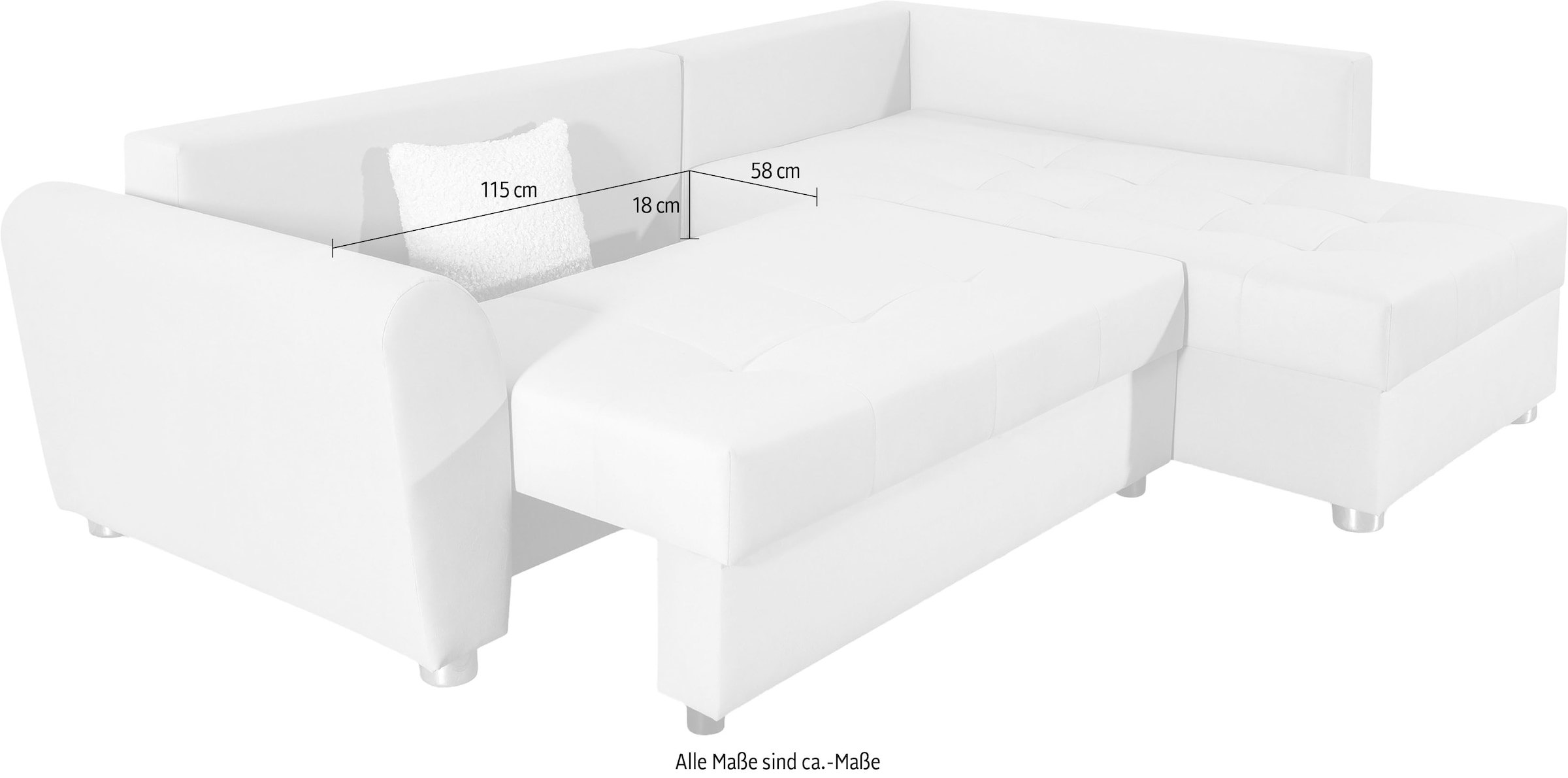 COLLECTION AB Ecksofa »JANA«, Ecksofa,Bettfunktion,Bettkasten,Bonnelfederkern,Rückenkissen