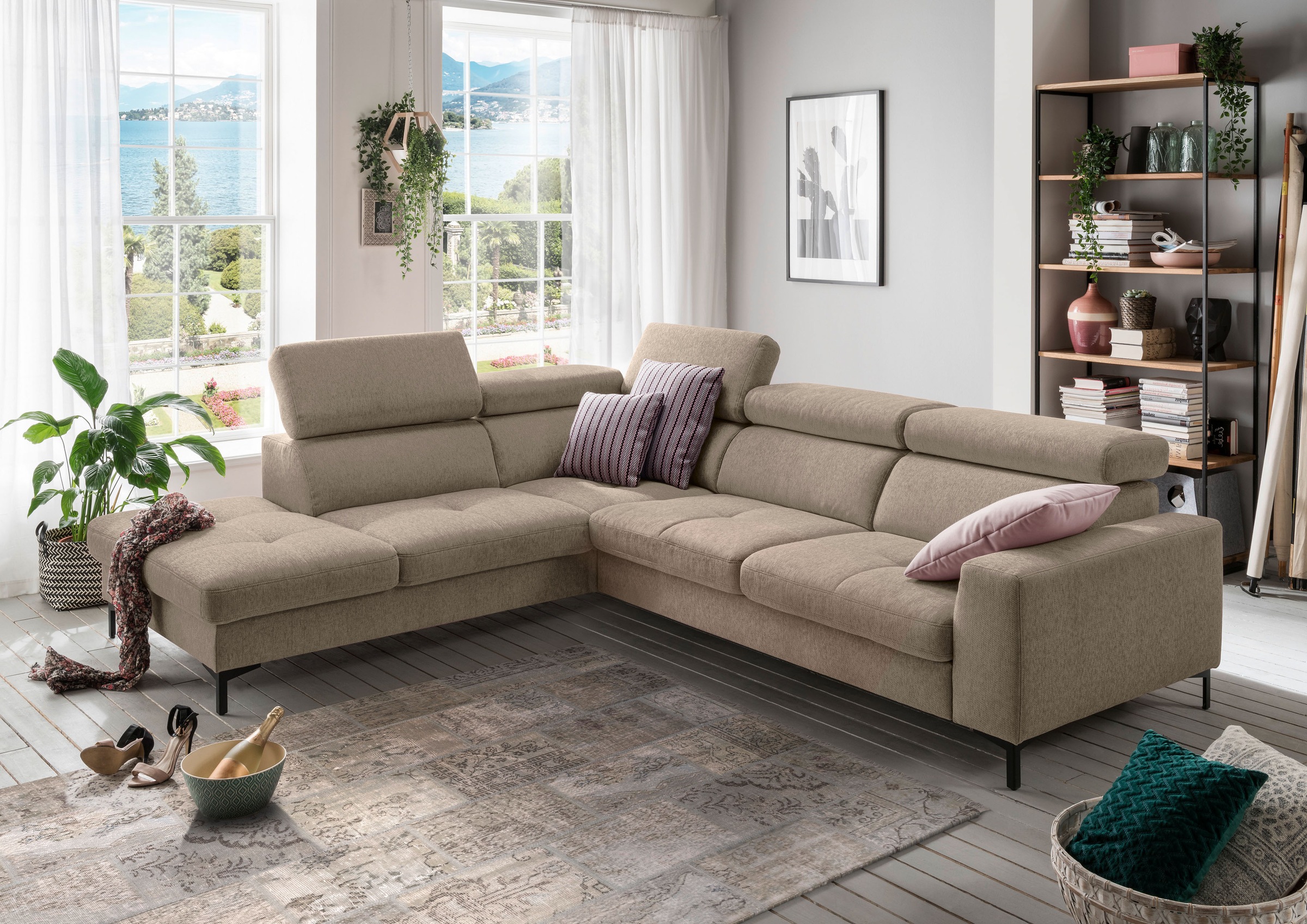 set one by Musterring Ecksofa »SO 1300«, inkl. USB-Anschluss, wahlweise mit Bettfunktion, Breite 292 cm