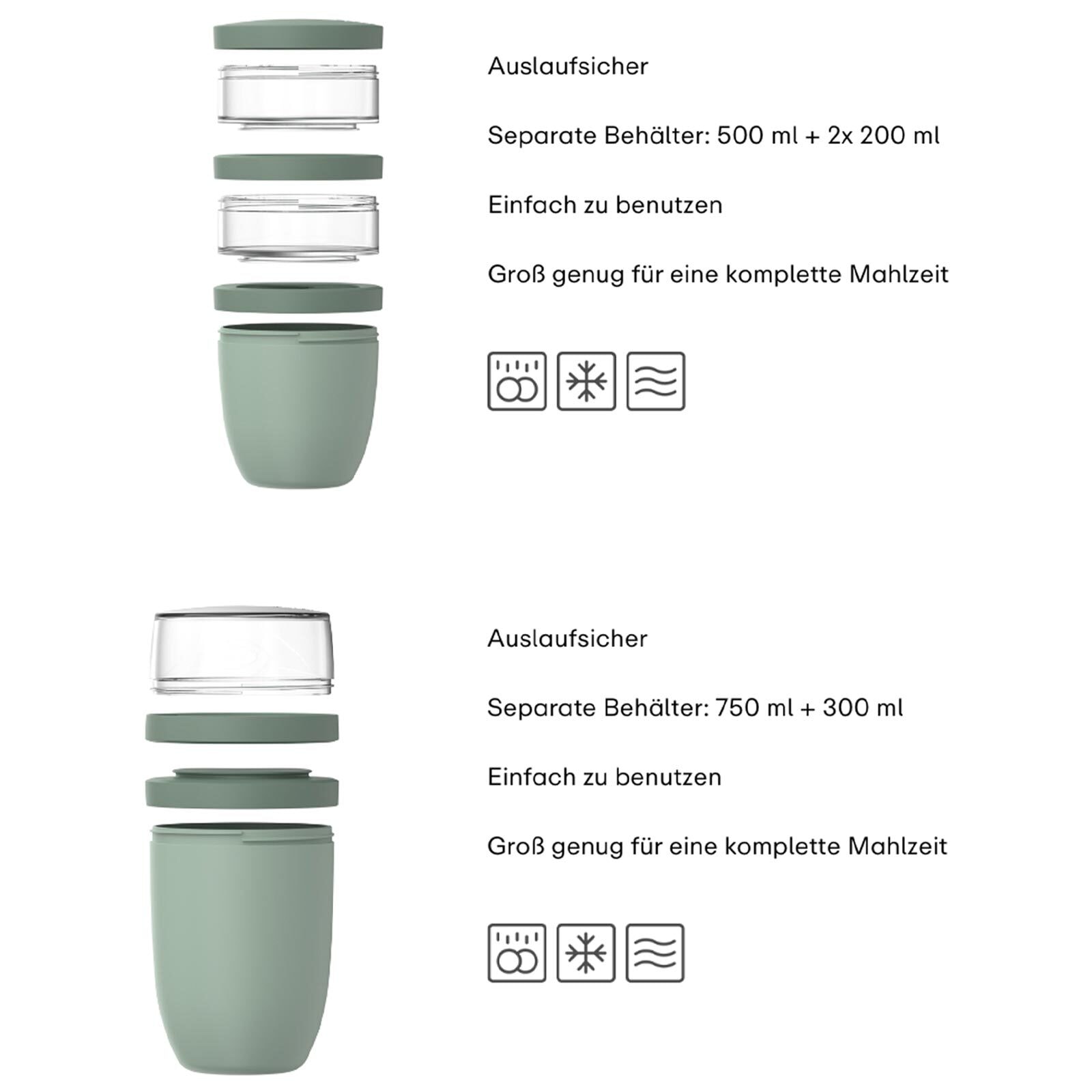 Mepal Lunchbox »Lunchpot-Set XL Ellipse 900 ml + 1050 ml 2er Set« Spülmaschinengeeignet, Mikrowellenfest