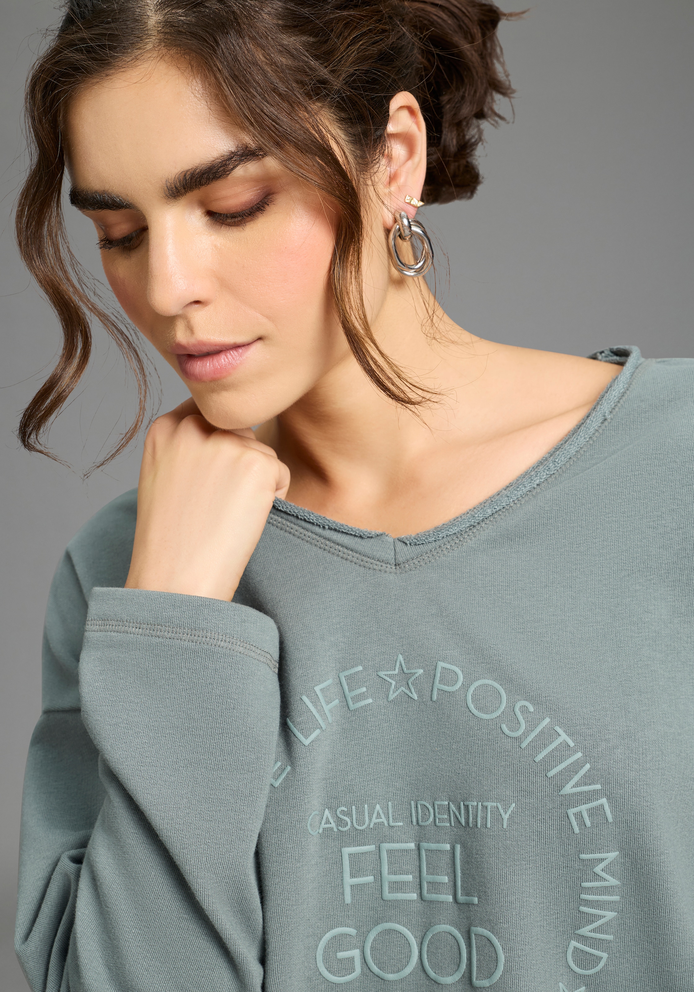 Laura Scott Longsweatshirt , mit Fransenkante
