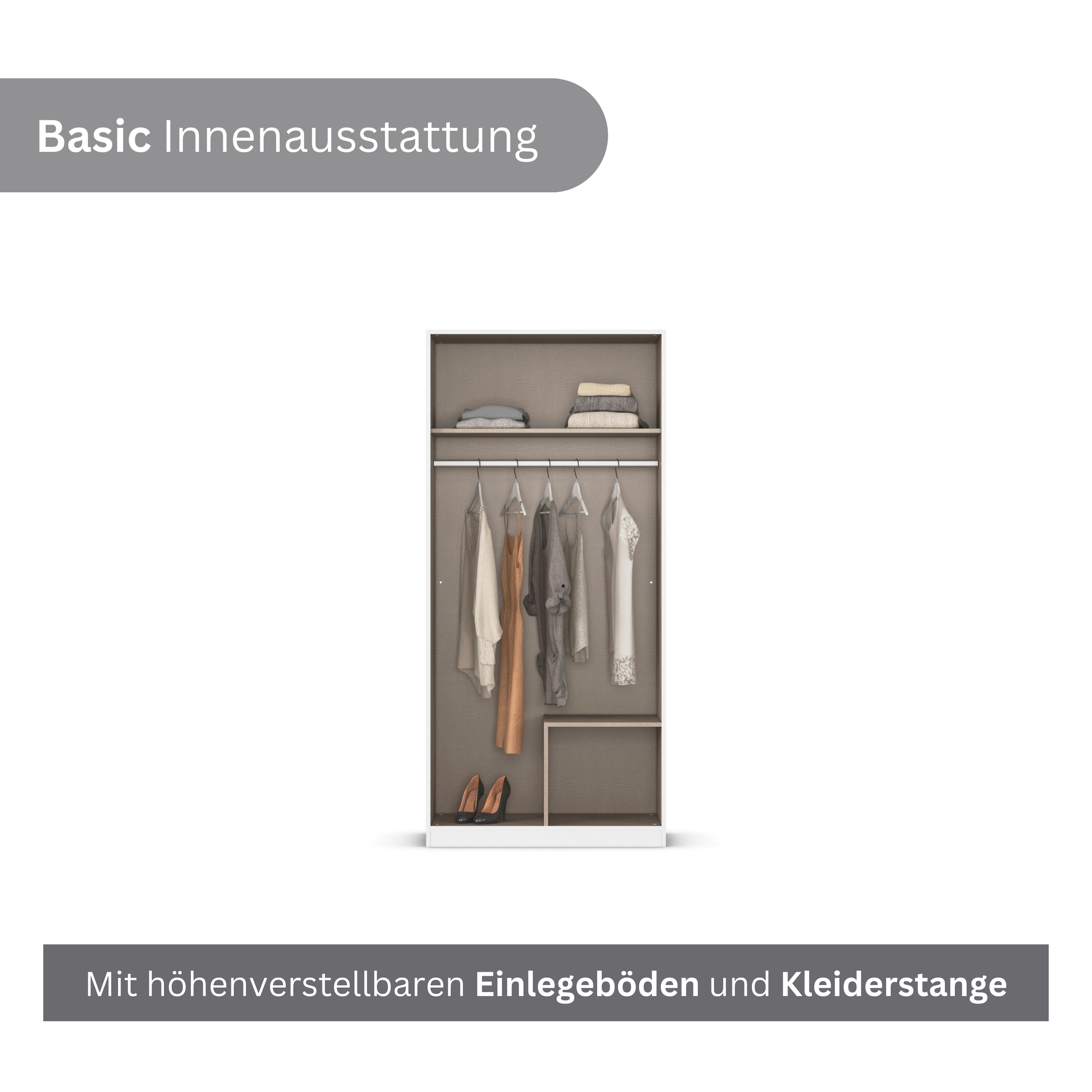rauch Kleiderschrank »Drehtürenschrank Schrank Garderobe Ankleide Schlafzimmer LAGOA« in 3 verschiedenen Ausstattungen BASIC/CLASSIC/PREMIUM,  mit geräumigen Schubladen, optional mit Aufsatz MADE IN GERMANY