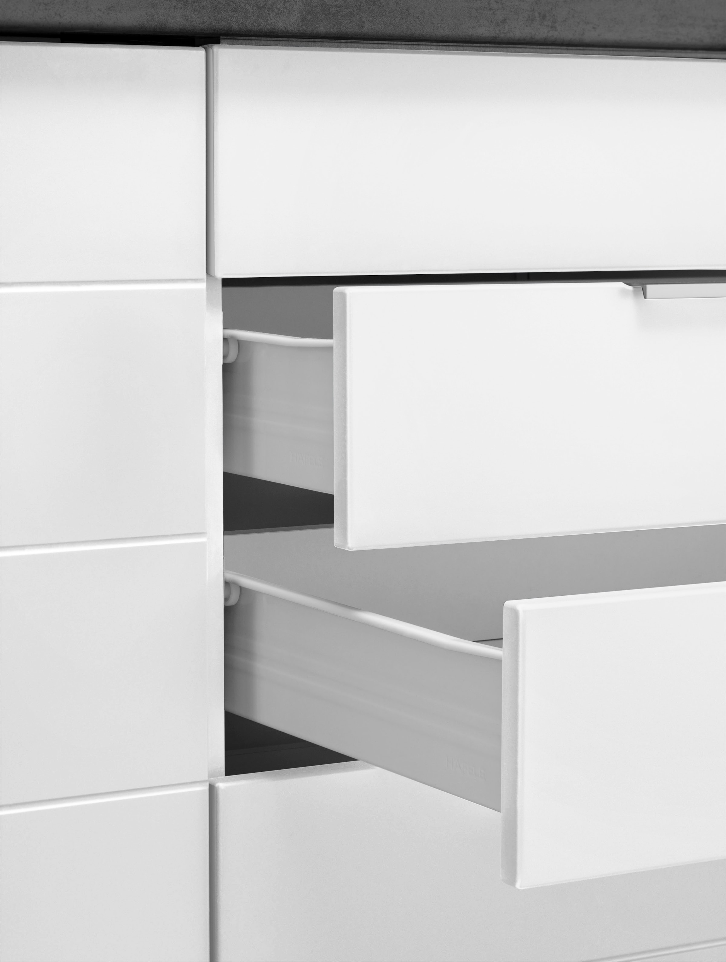 KOCHSTATION Küchenzeile »KS-Luhe« 390 cm breit, wahlweise mit oder ohne E-Geräten, gefräste MDF-Fronten