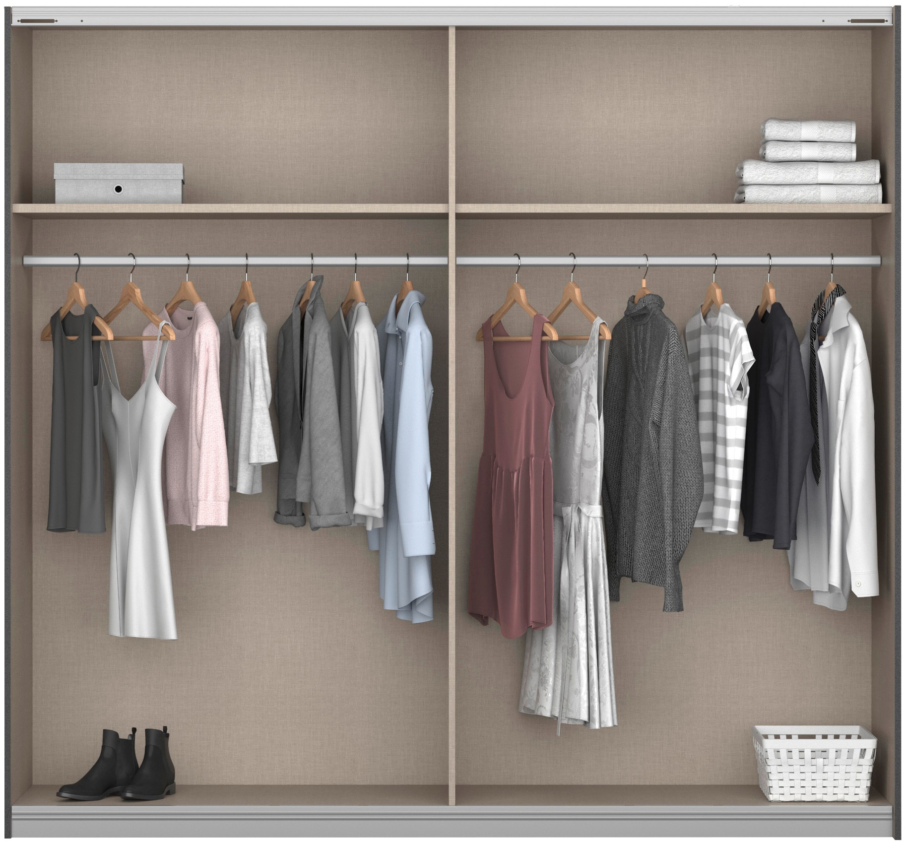 rauch Schwebetürenschrank »Kleiderschrank Schrank Garderobe BARCELONA«, in modernem Farbmix mit viel Stauraum MADE IN GERMANY