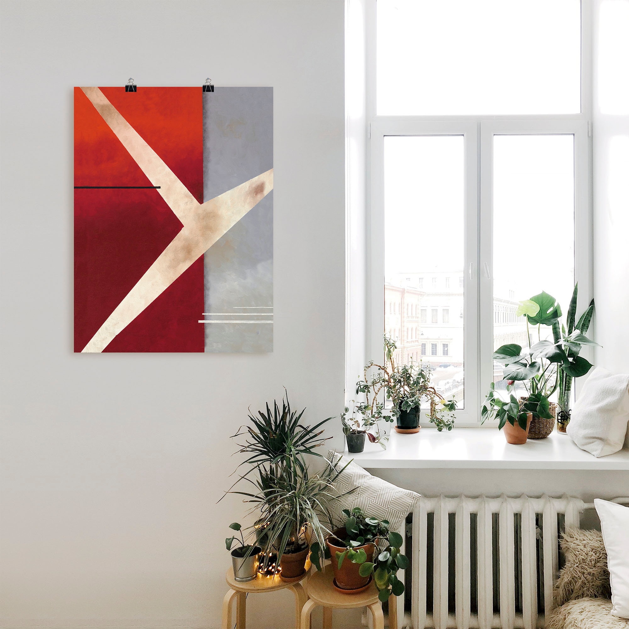 Artland Wandbild »Abstrakt in rot-grau«, Gegenstandslos, (1 St.), als Leinwandbild, Poster in verschied. Größen