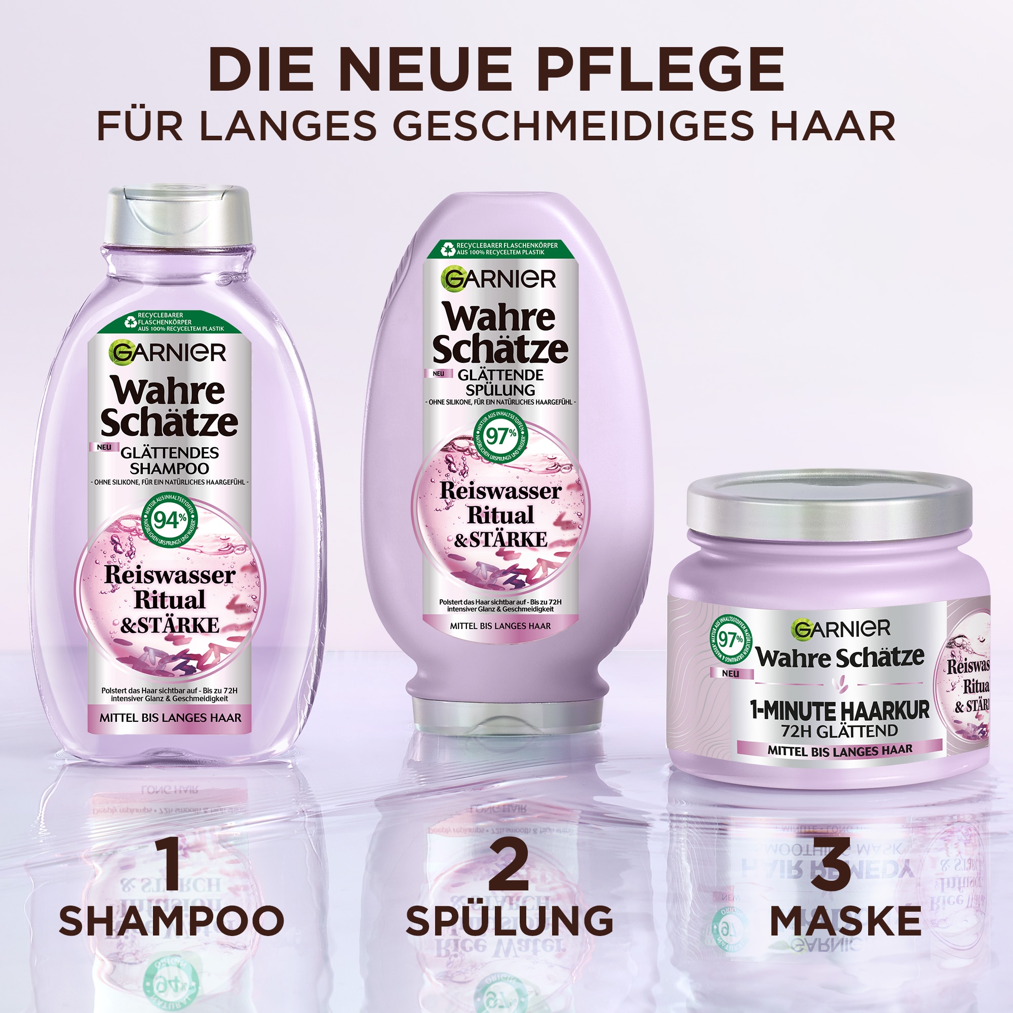 GARNIER Haarshampoo »Garnier Wahre Schätze Reiswasser Ritual Shampoo (6er Packung)«