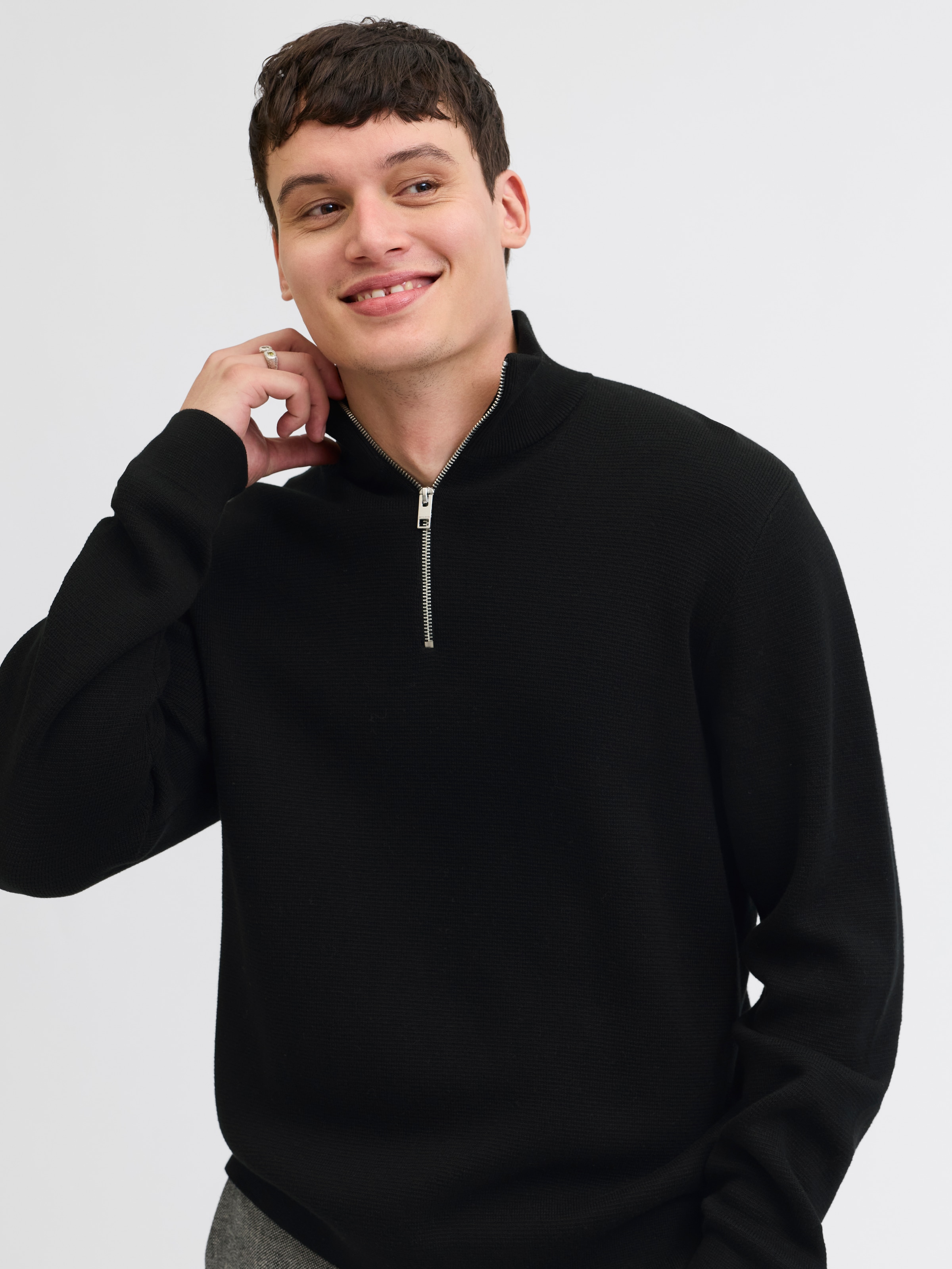 Jack & Jones Troyer »JPRBLAMILANO STITCH KNIT HALF ZIP SN« mit kurzem Reißverschluss