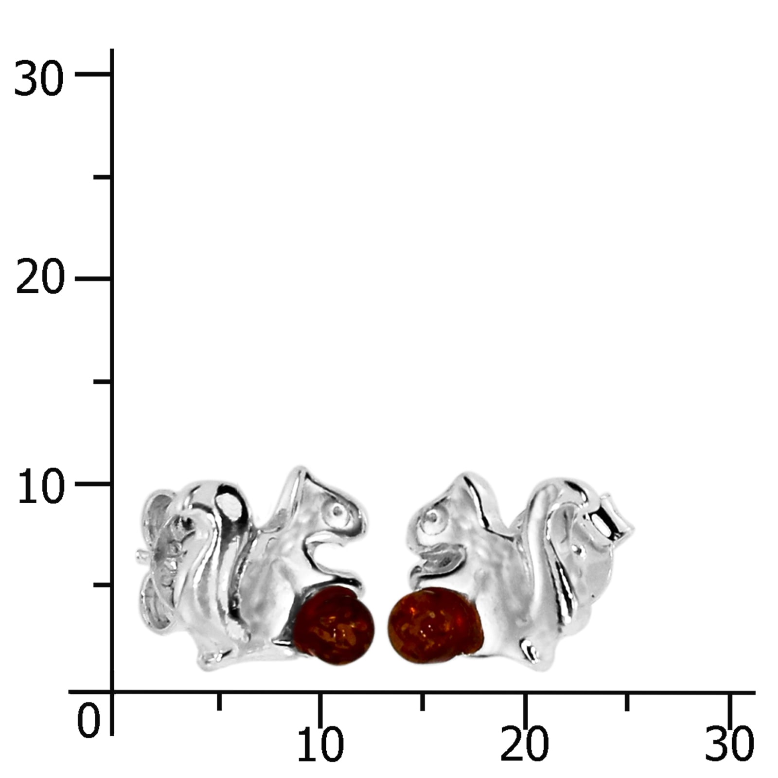 OSTSEE-SCHMUCK Paar Ohrstecker »- Eichhörnchen - Silber 925/000 - Bernstein«