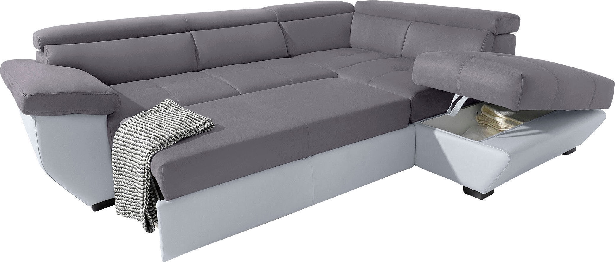 COTTA Polstergarnitur »Speedway L-Form«, (Set), Set bestehend aus: Ecksofa mit Kopfteilverstellung & Hocker
