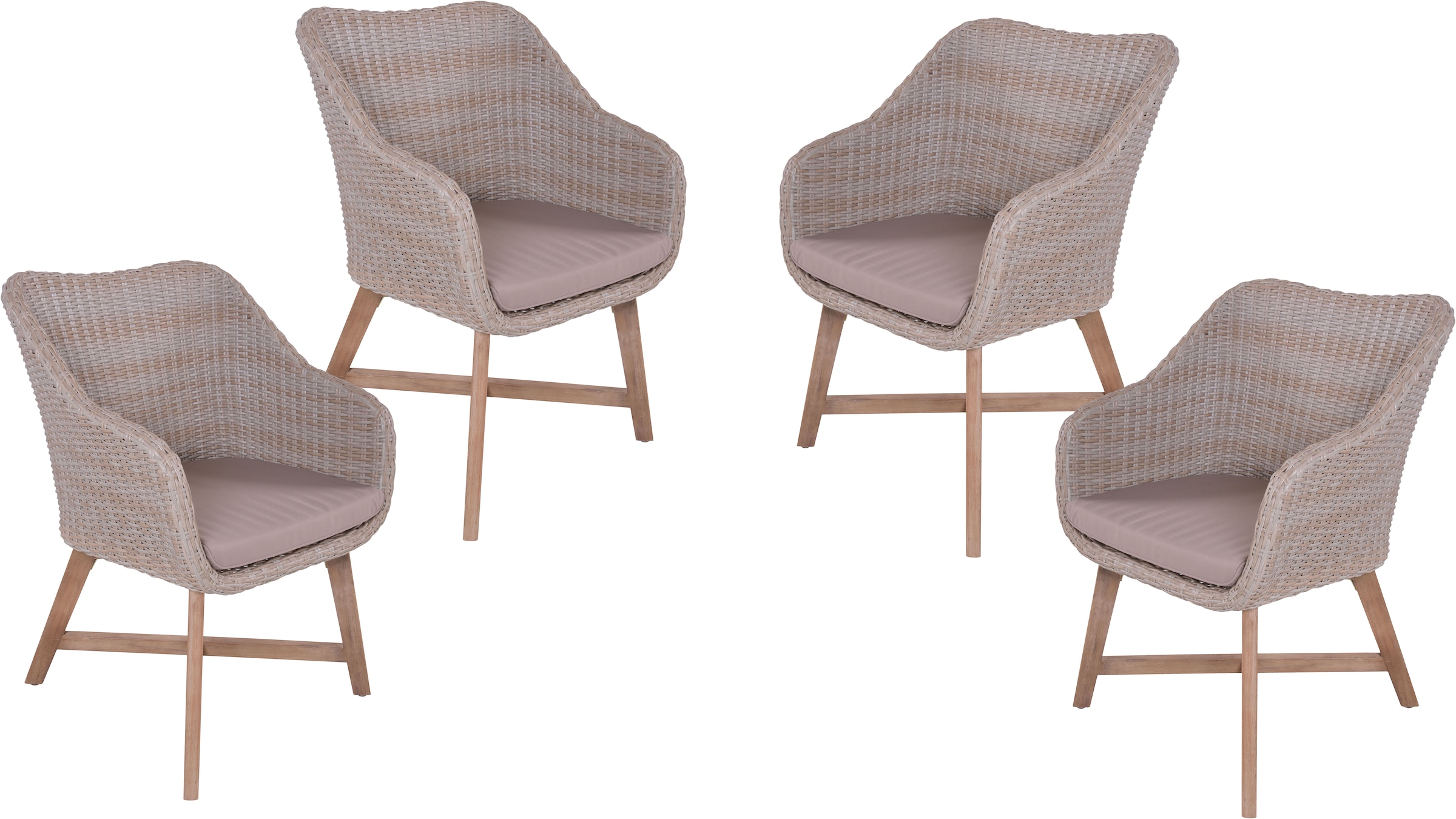 Garden Pleasure Gartenlounge-Sessel »OAKLAND« Set, 4 Stk. tlg. inkl. Auflagen