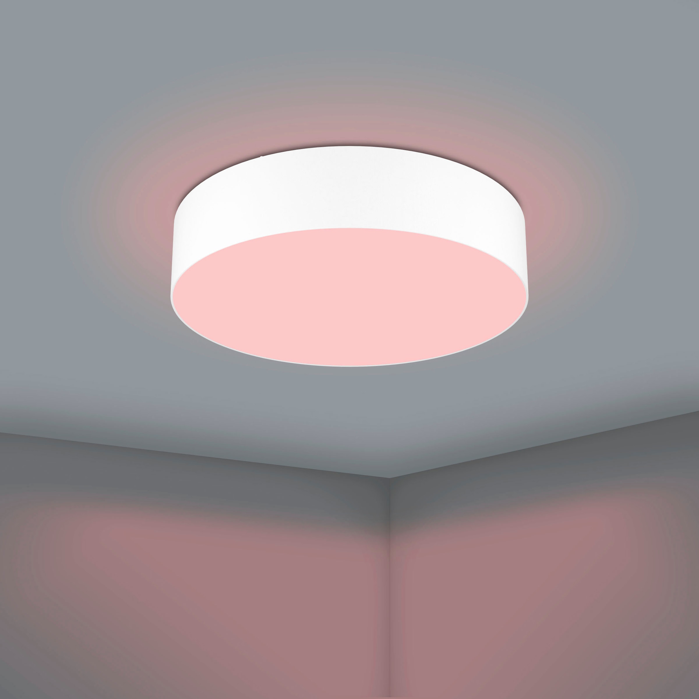 EGLO Deckenleuchte »ROMAO-Z Deckenlampe weiß, Textil, ZigBee 3.0, Timer, Disco-Modus«, Leuchtmittel LED-Modul | LED fest integriert, App / Sprachsteuerung Alexa, ‎‎‎‎‎‎‎Ø 77cm, exkl. Fernbedienung