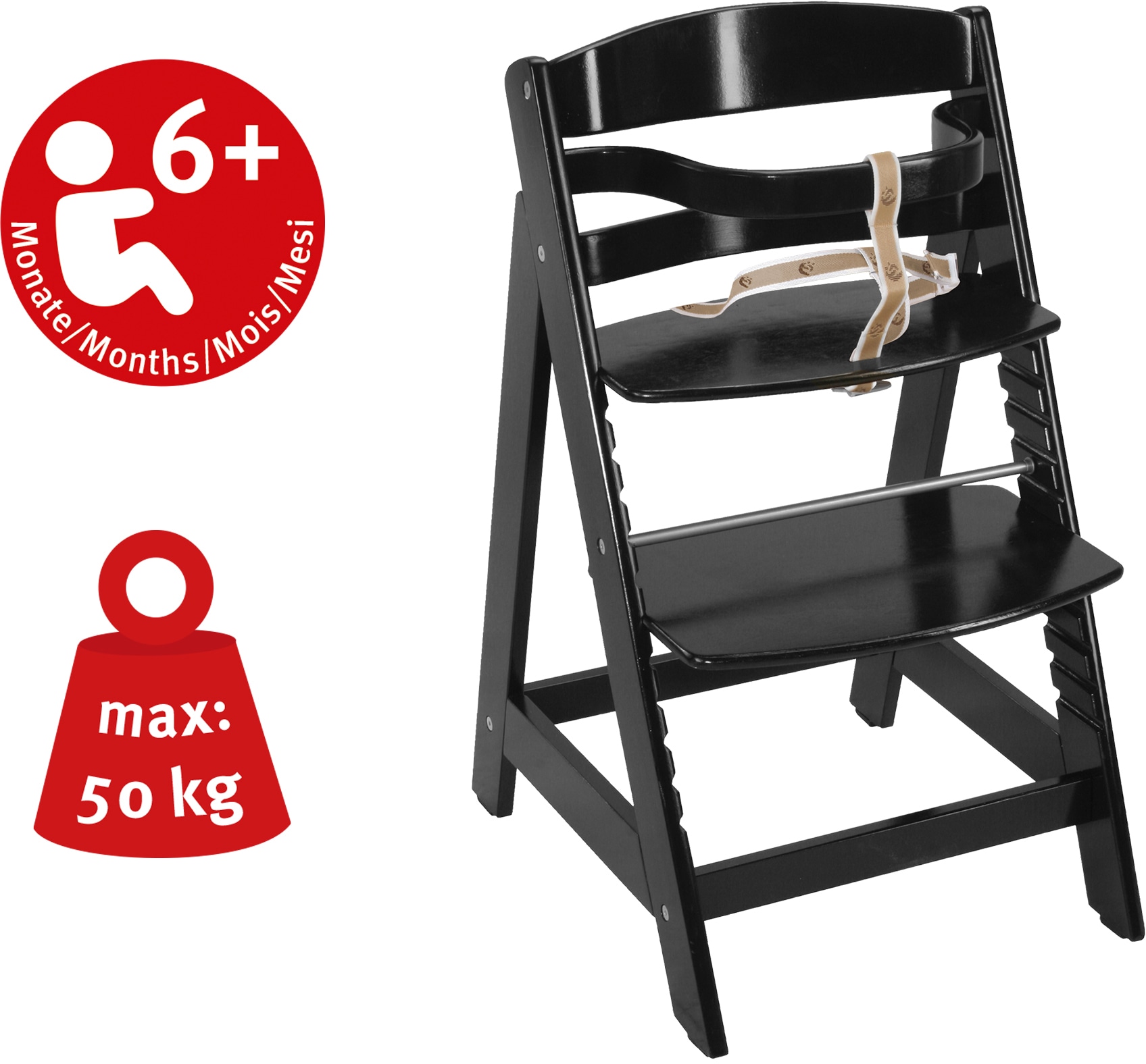 roba® Hochstuhl »Treppenhochstuhl Sit up III, schwarz«, aus Holz