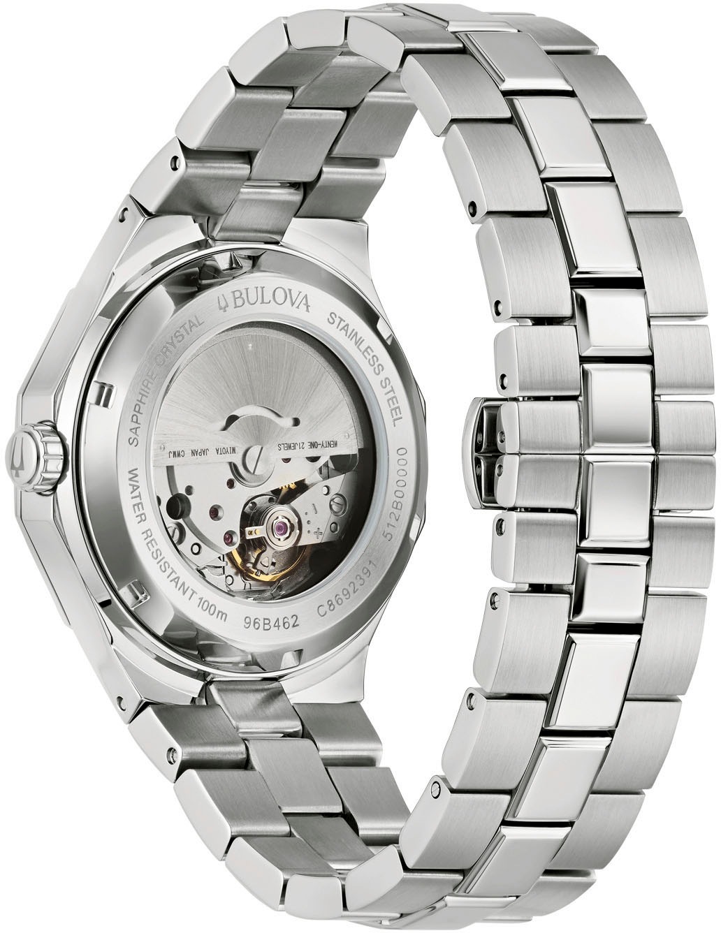 Bulova Automatikuhr Armbanduhr, Herrenuhr, Mechanische Uhr, Edelstahlarmband, analog, Tag