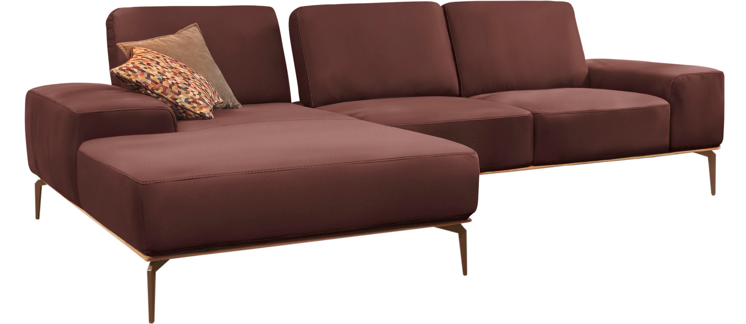 W.SCHILLIG Ecksofa »run, Designsofa mit tollem Sitzkomfort, L-Form«, mit Holzsockel, Füße in Bronze pulverbeschichtet, Breite 299 cm
