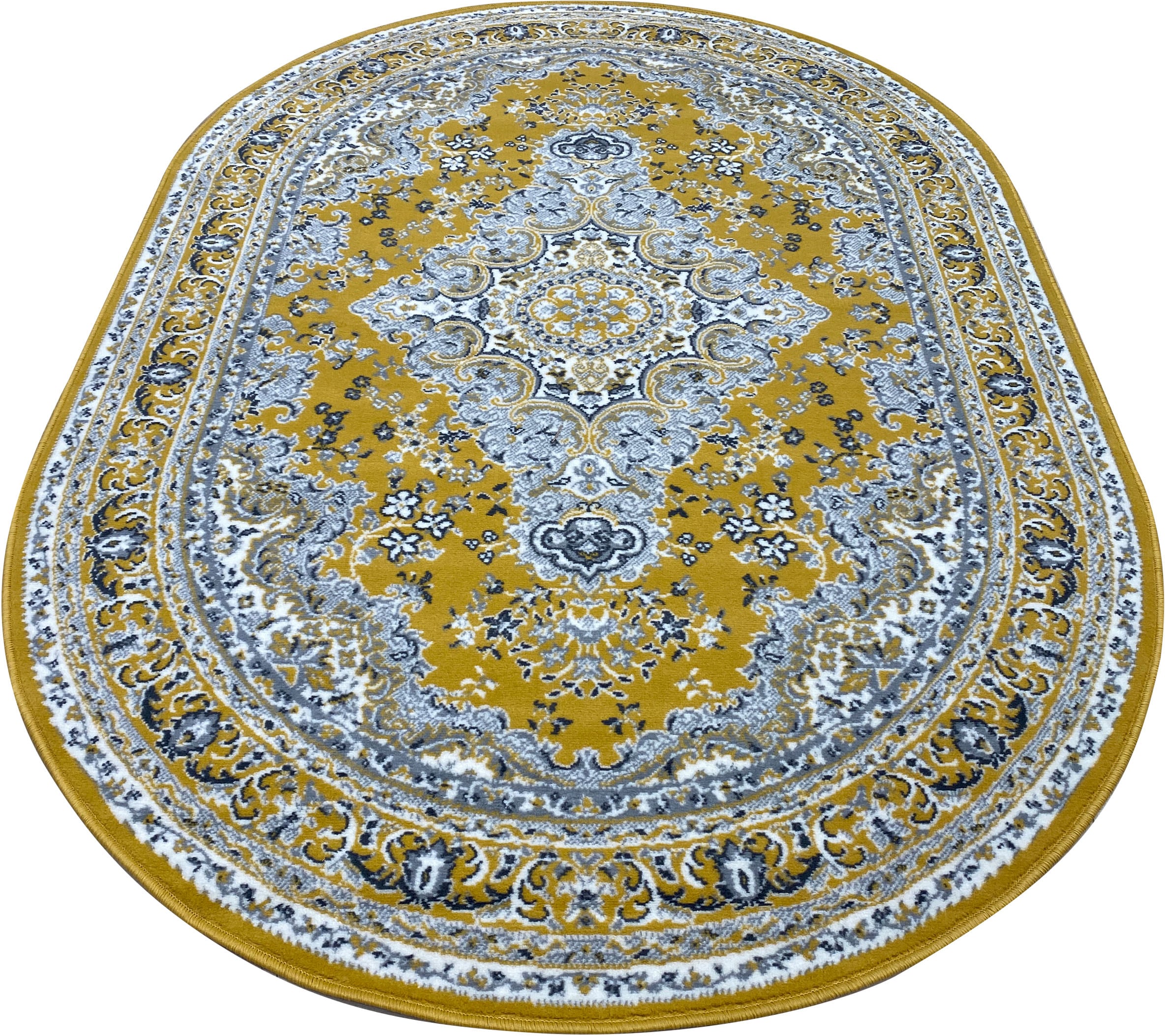 my home Teppich »Oriental, Made in Belgium«, oval, 7 mm Höhe, Orient-Optik, mit Bordüre, Kurzflor, pflegeleicht, elegant