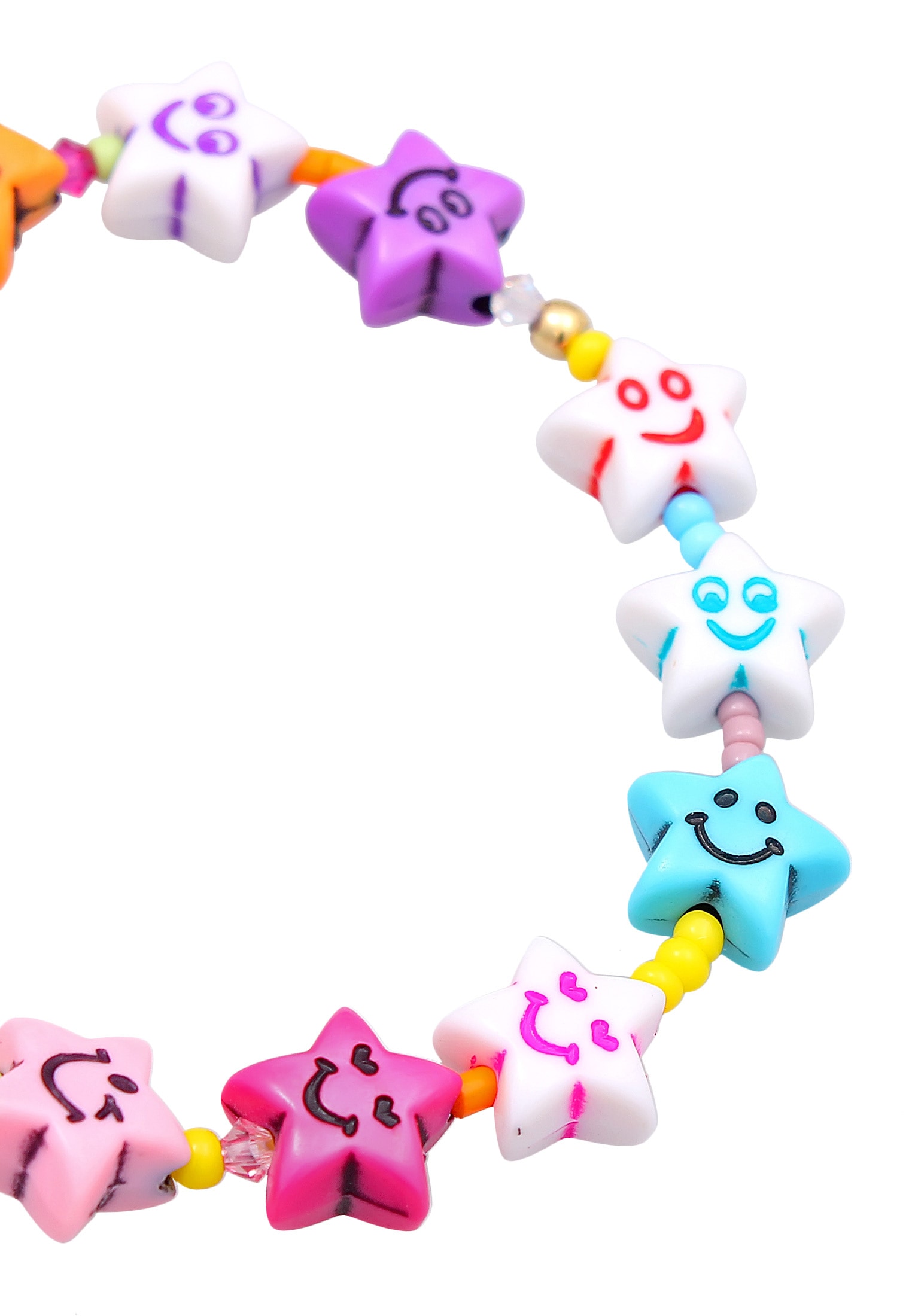 Elli Armkette »Armband Smiling Stern Bunt Nylon 925 Silber vergoldet«