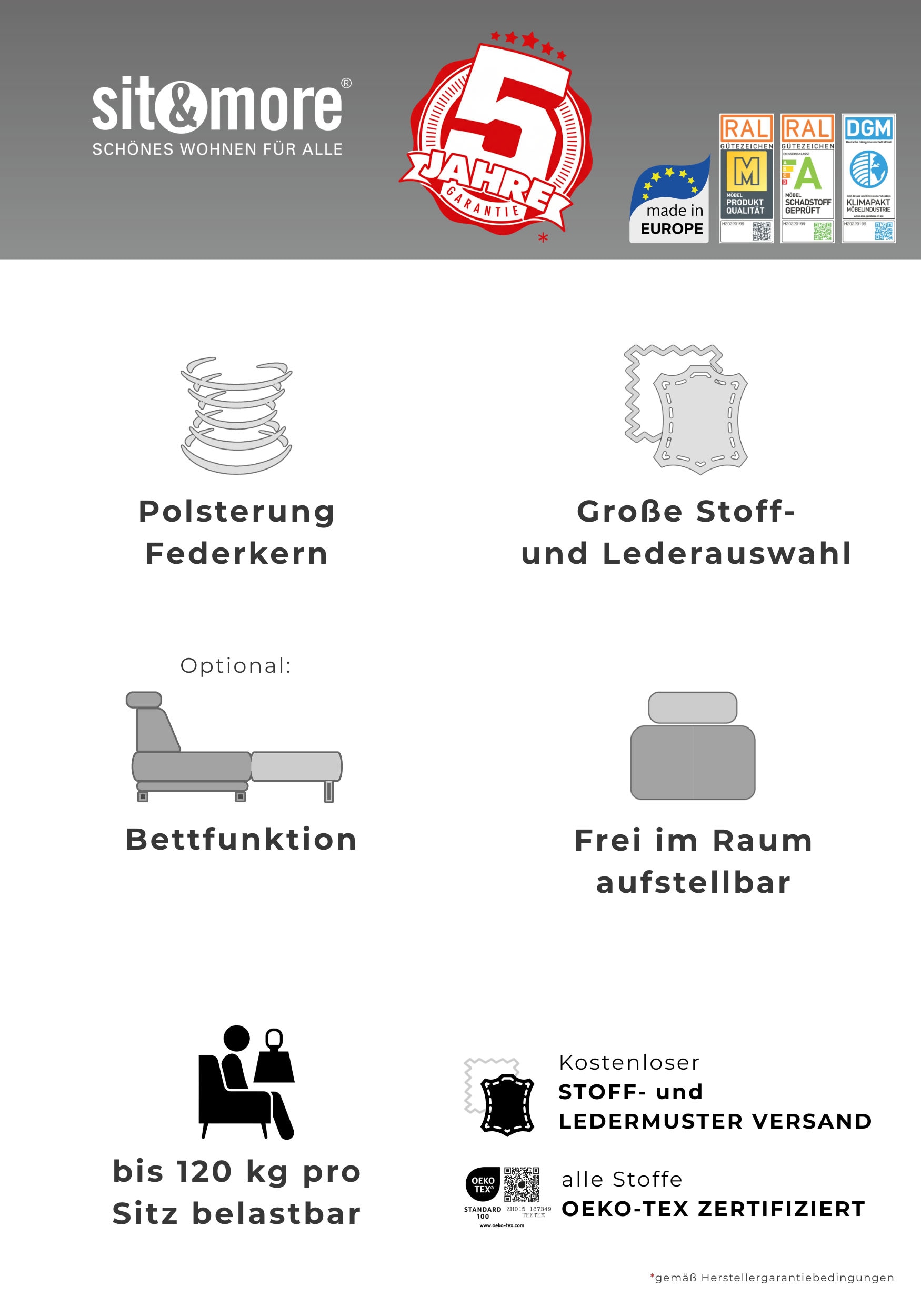 OTTO home 2-Sitzer »Savona, B: 148 cm« mit Federkern