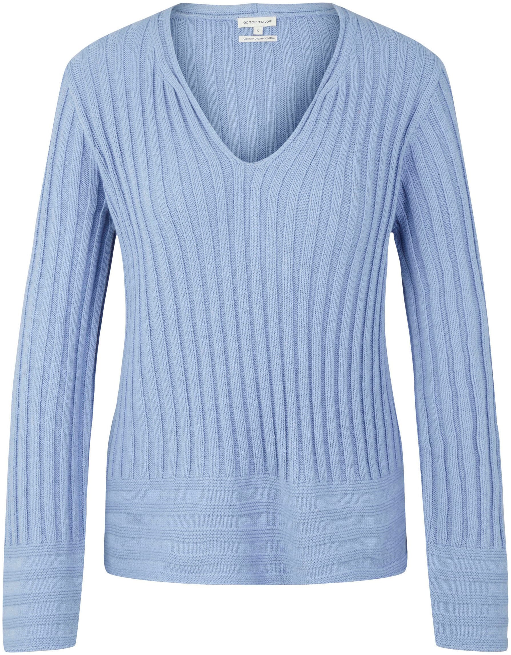 TOM TAILOR V-Ausschnitt-Pullover, in gerippter Optik