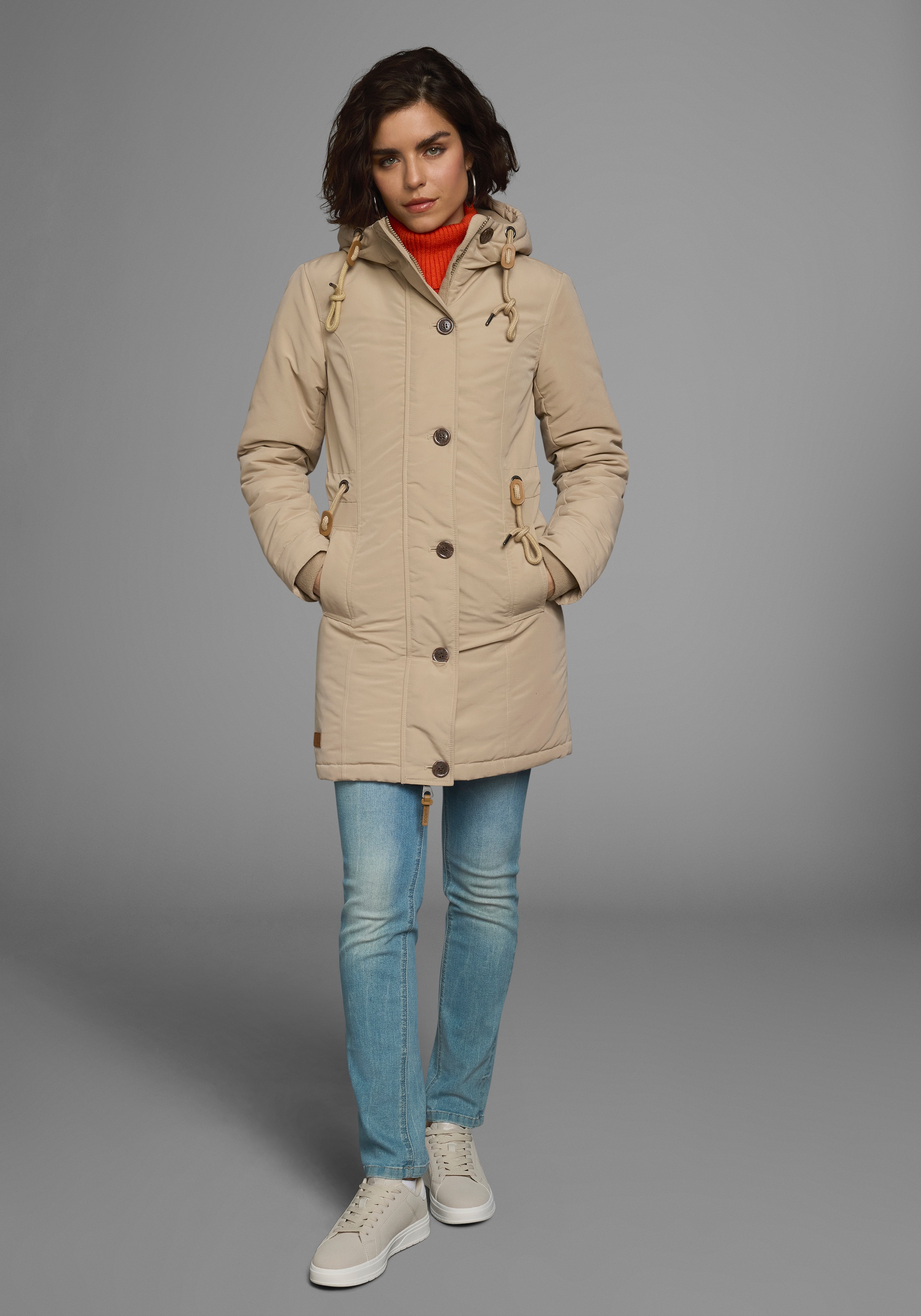 KangaROOS Winterjacke, mit Kapuze, für die kalte Jahreszeit, aus leichtem Webstoff, modisch