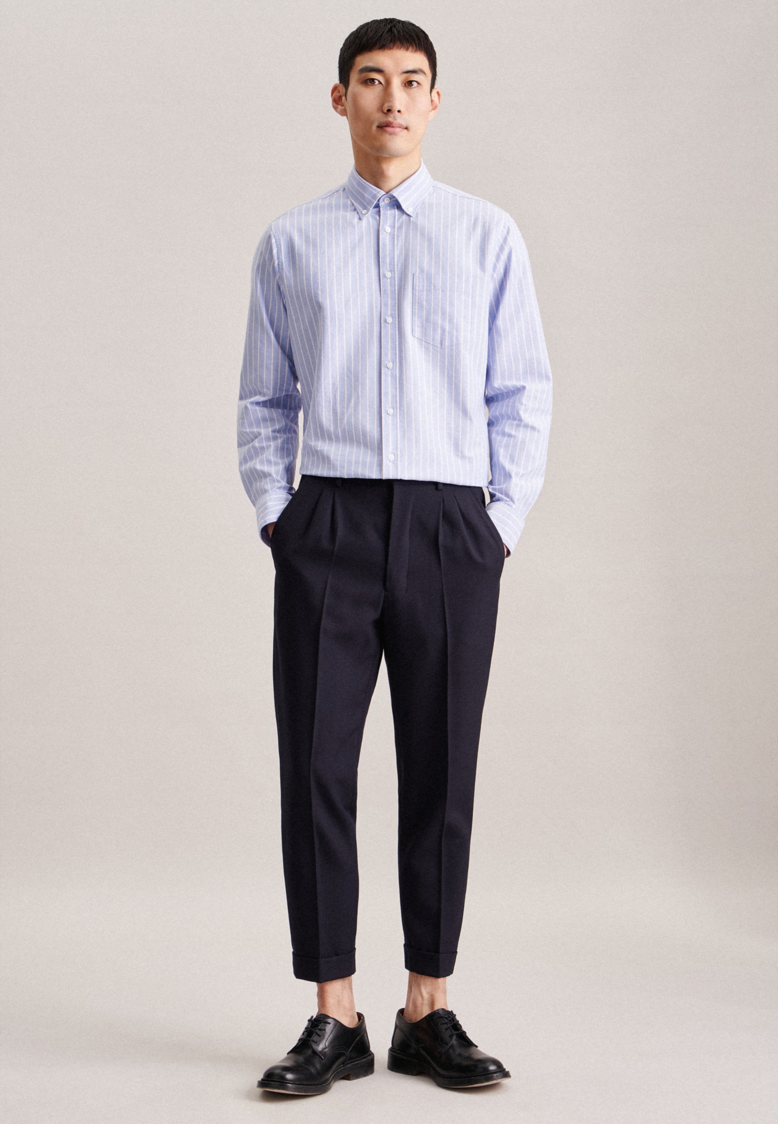 seidensticker Businesshemd »Shaped«, Shaped Langarm Button-Down-Kragen Streifen