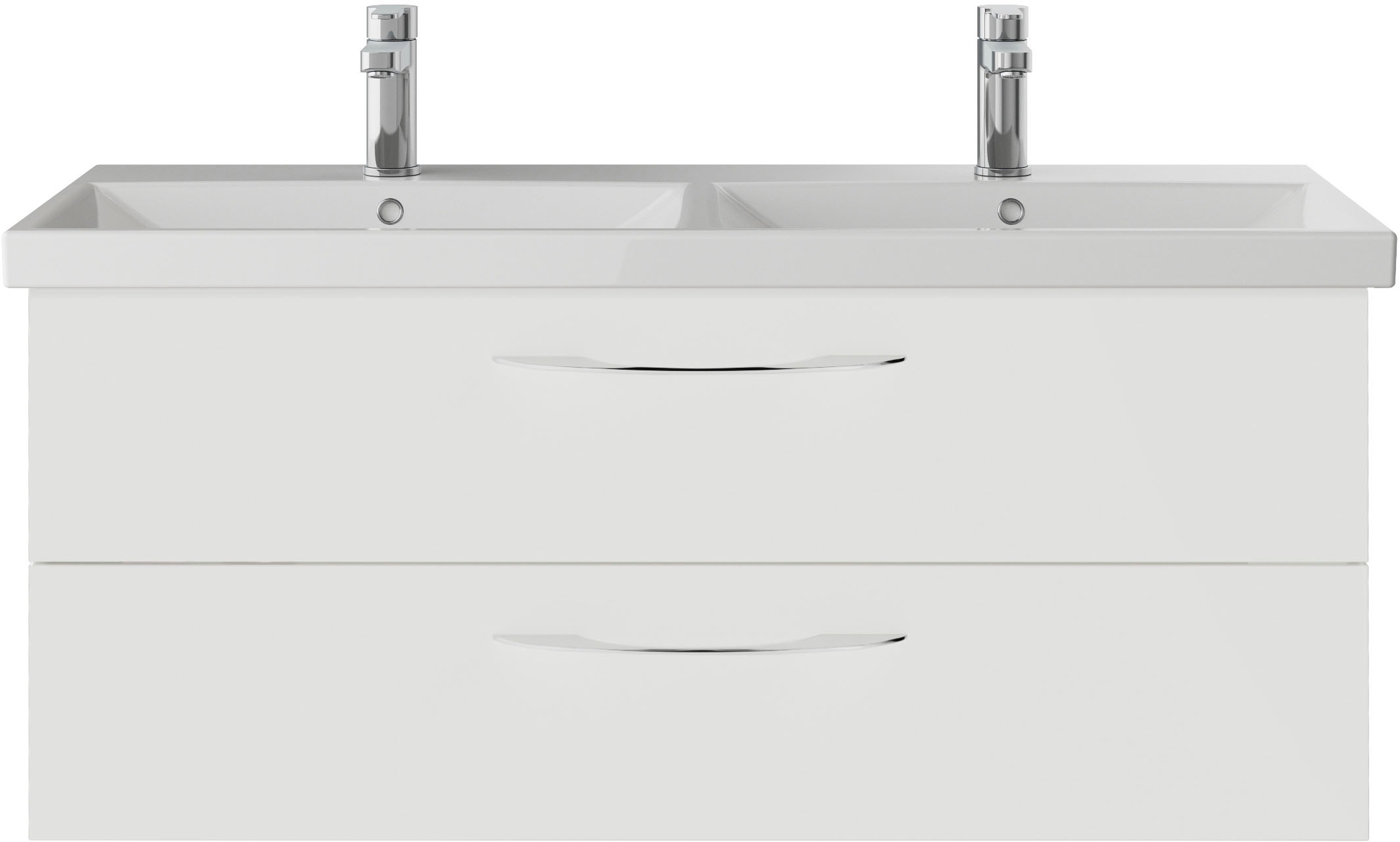 Saphir Badmöbel-Set »Serie 4035 2-teilig, Keramik-Doppelwaschtisch mit LED-Spiegelschrank«, (Set), Doppel-Waschplatz inkl Türdämpfer, 120 cm breit, 2 Schubladen, 3 Türen