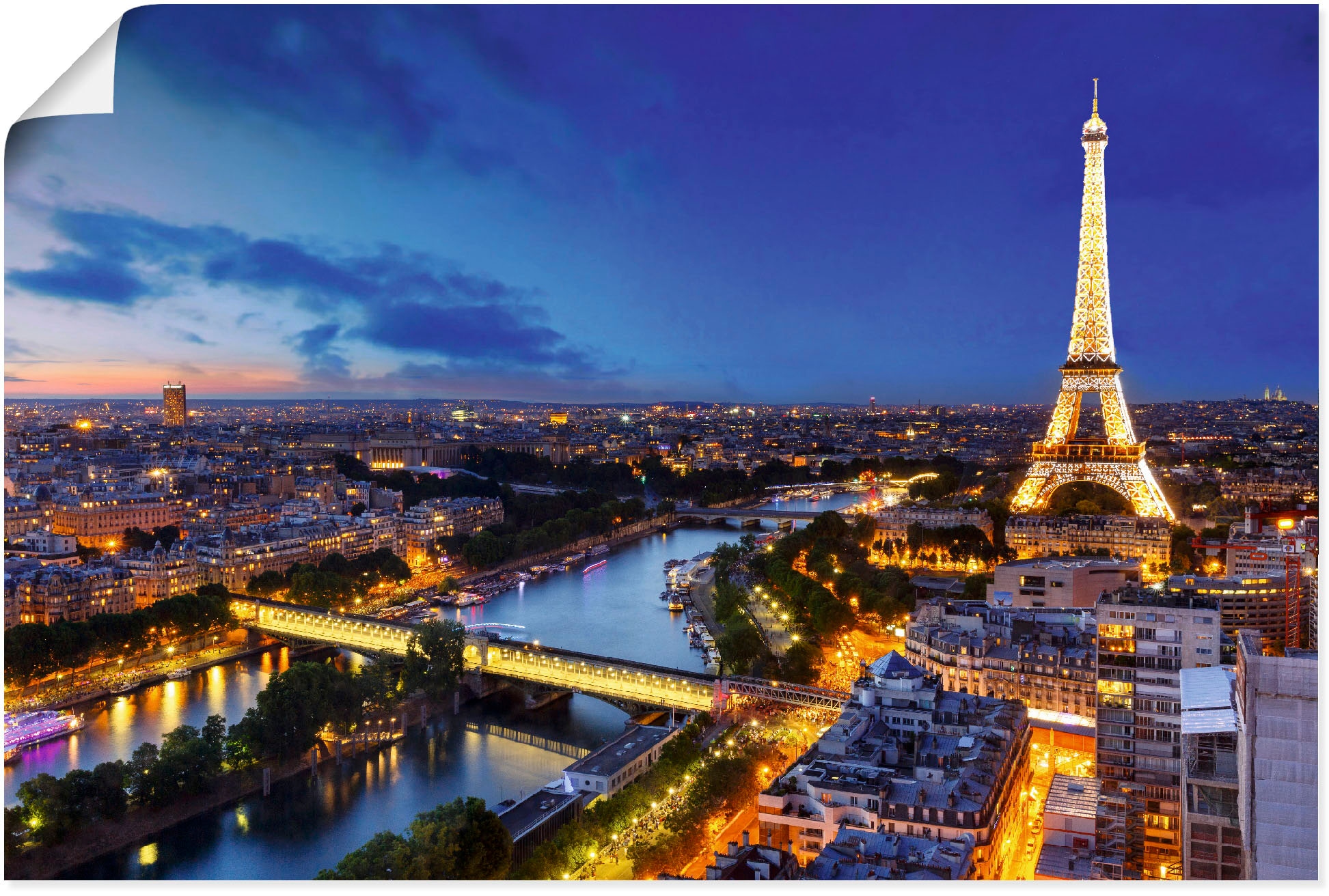 Artland Wandbild »Eiffelturm in und (1 Shop oder Leinwandbild, Größen als am Seine Paris, Wandaufkleber St.), OTTO versch. Online Abend, Alubild, im Paris«, Poster