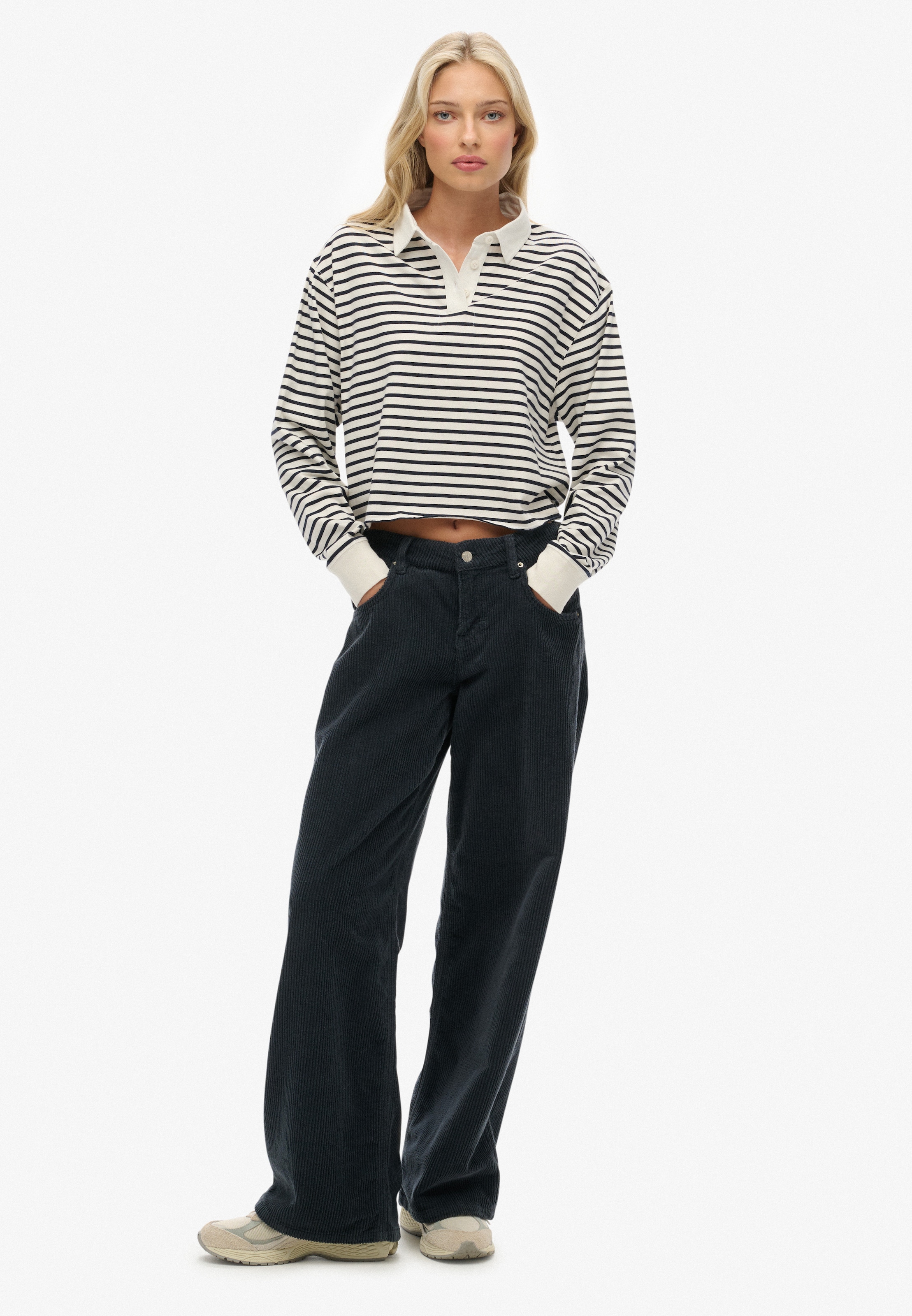 Superdry Langarm-Poloshirt »ATH ESS CROPPED STRIPE RUGBY« Packung, 2