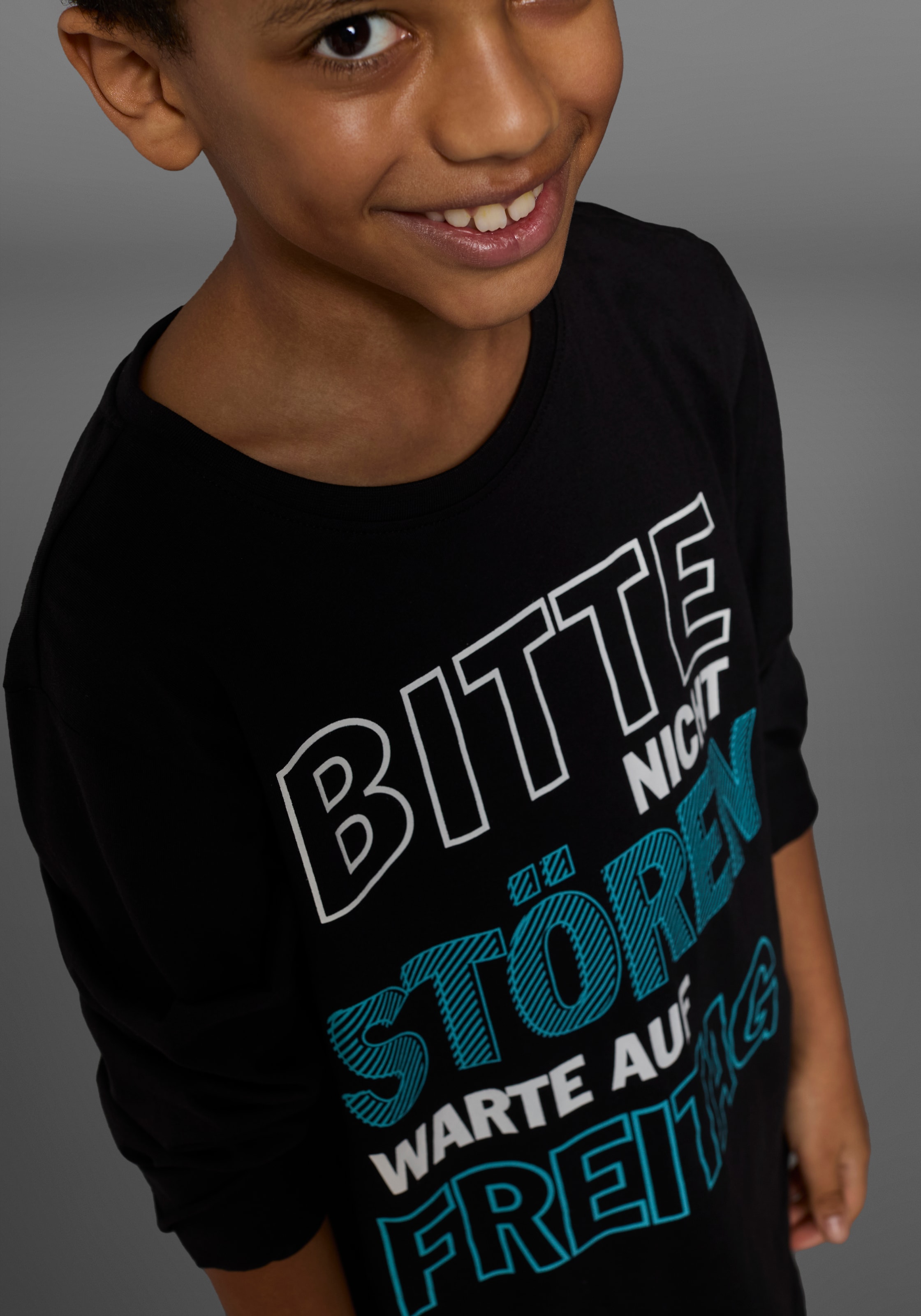 KIDSWORLD Langarmshirt »Bitte nicht stören...«, Langarm, Basic-Passform, bedruckt, Rundhalsausschnitt