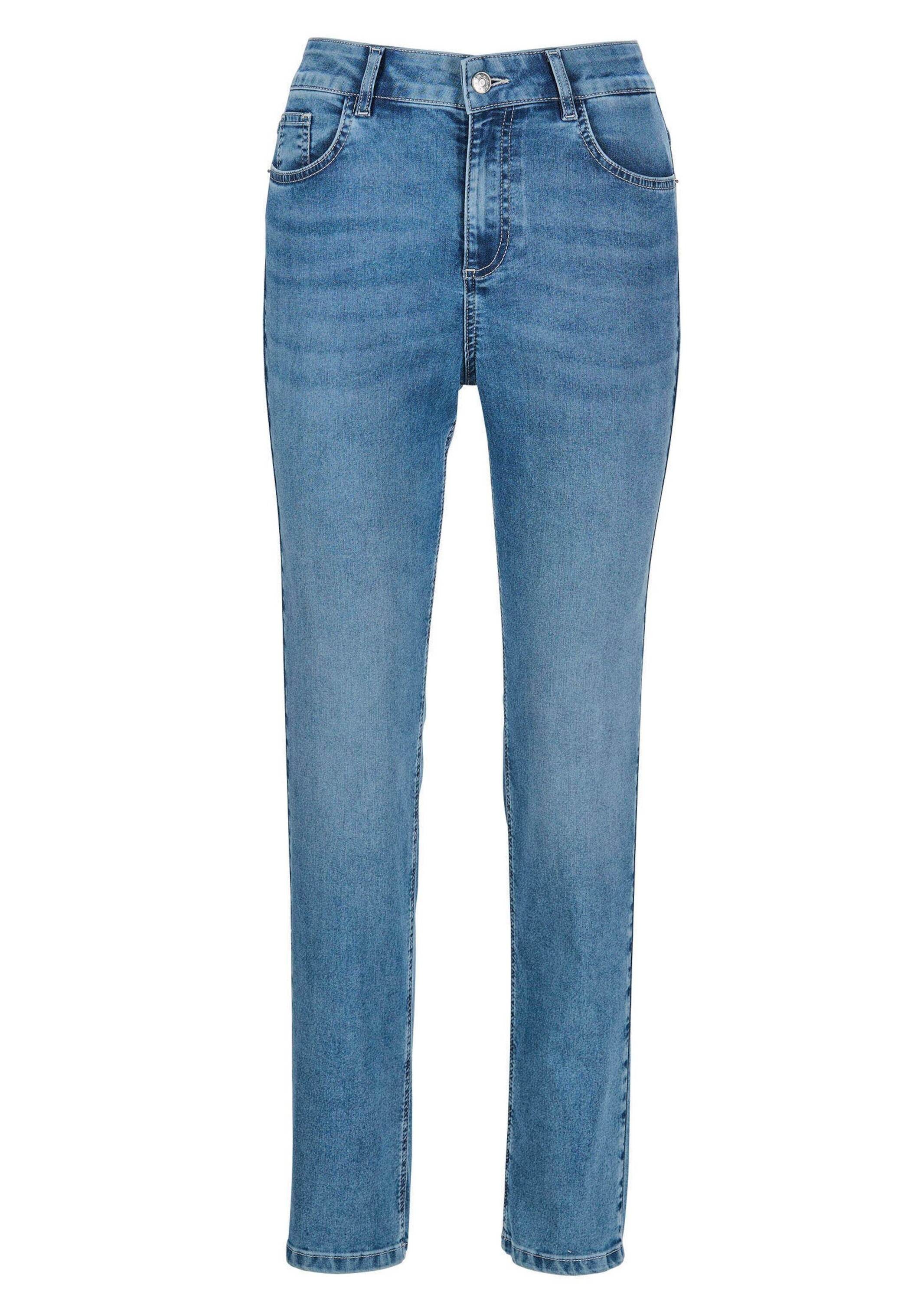 GOLDNER Stretch-Jeans »Kurzgröße Gerade Hose CARLA in Hellblau«