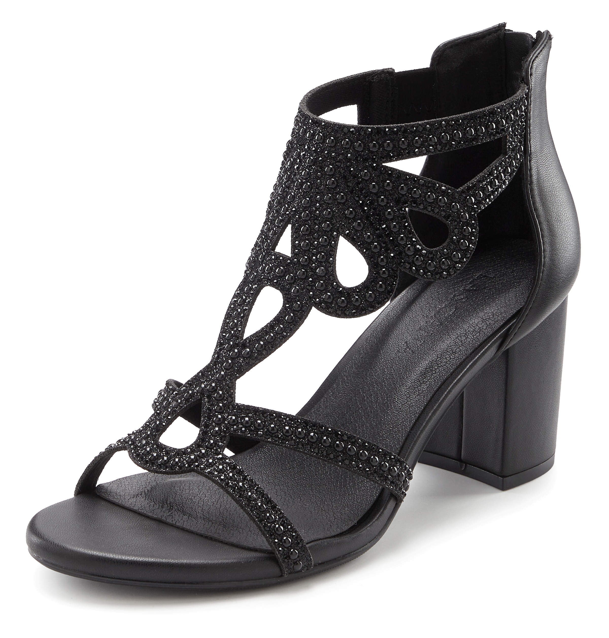 LASCANA Sandalette »Sandale, Sommerschuh«  mit Blockabsatz und Glitzersteinchen VEGAN