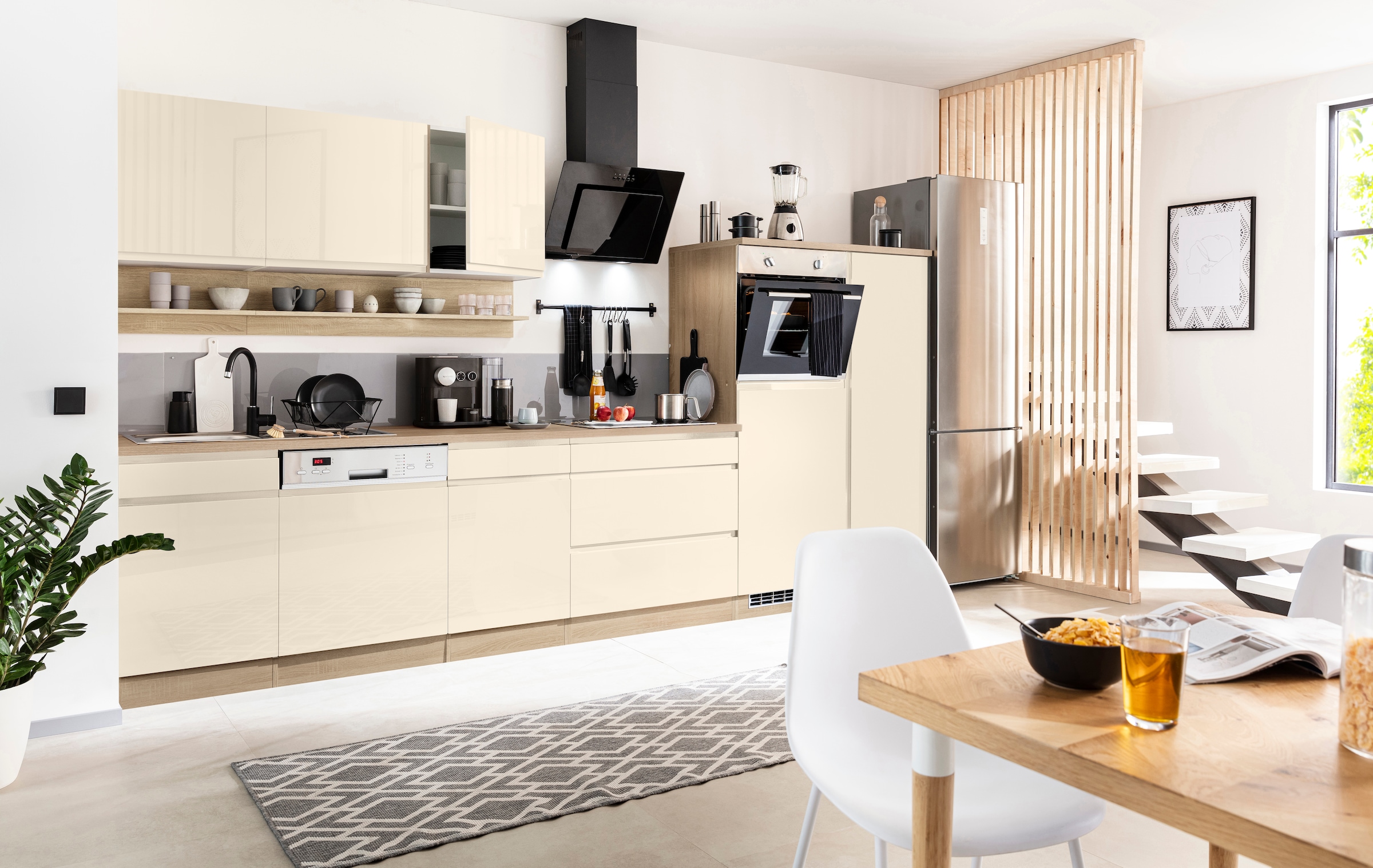 KOCHSTATION Küchenzeile »KS-Virginia«, Breite 350 cm, mit Glaskeramik-oder Induktionskochfeld