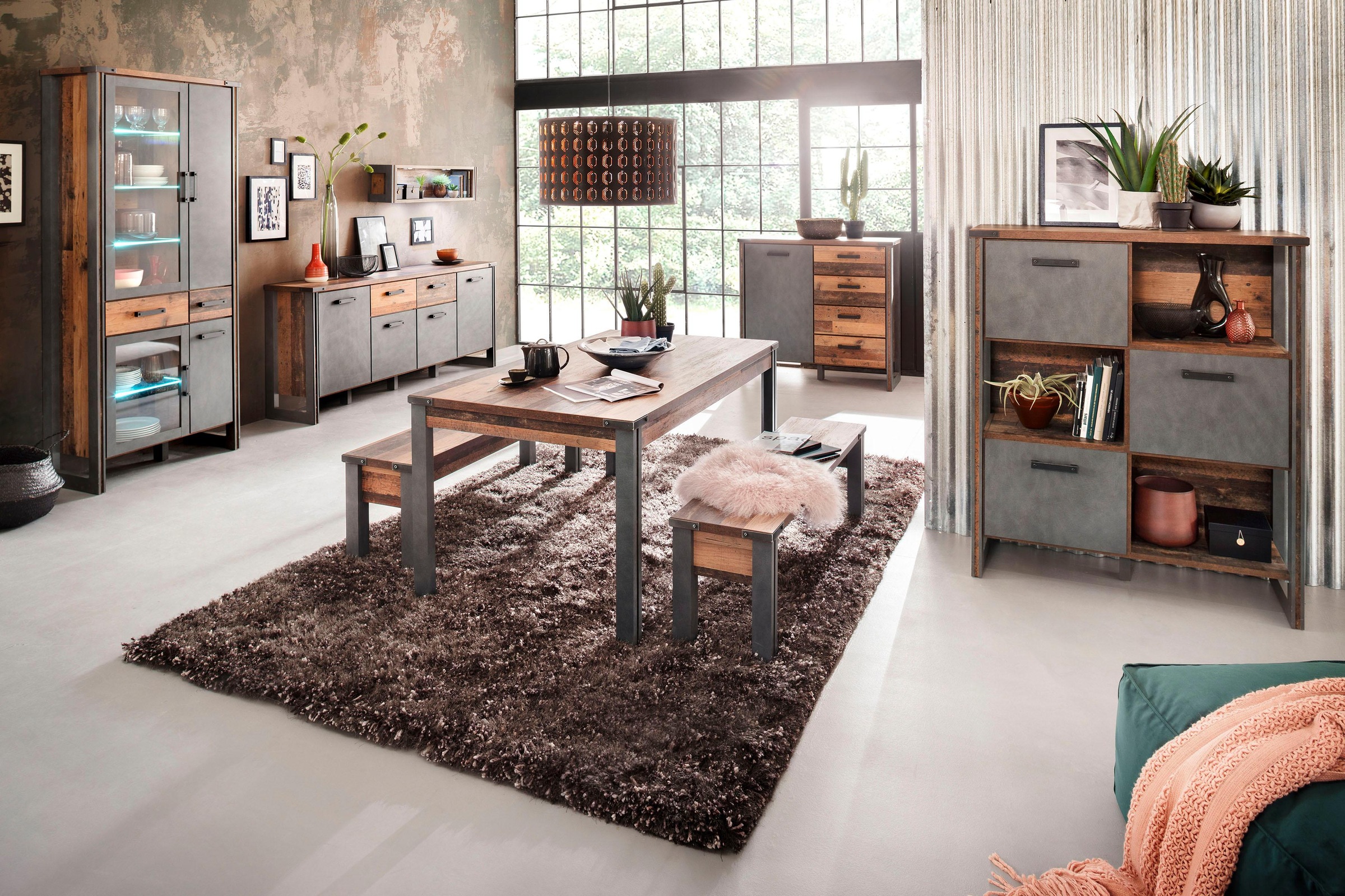 Home affaire Regal »Bristol«, Standregal im Industrial Style mit 3 offenen und geschlossenen Fächern