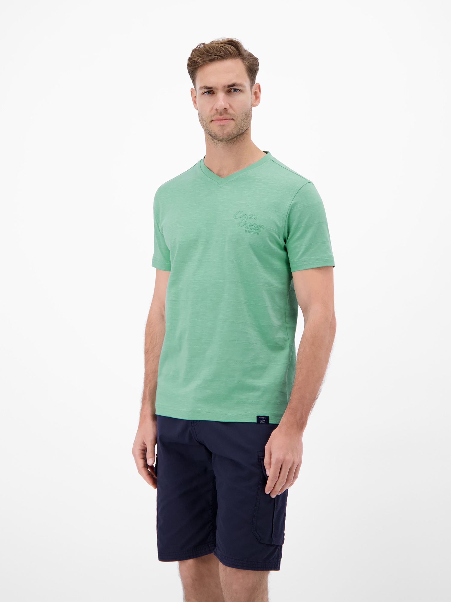LERROS T-Shirt »T-Shirt mit V-Neck in Strickqualität«