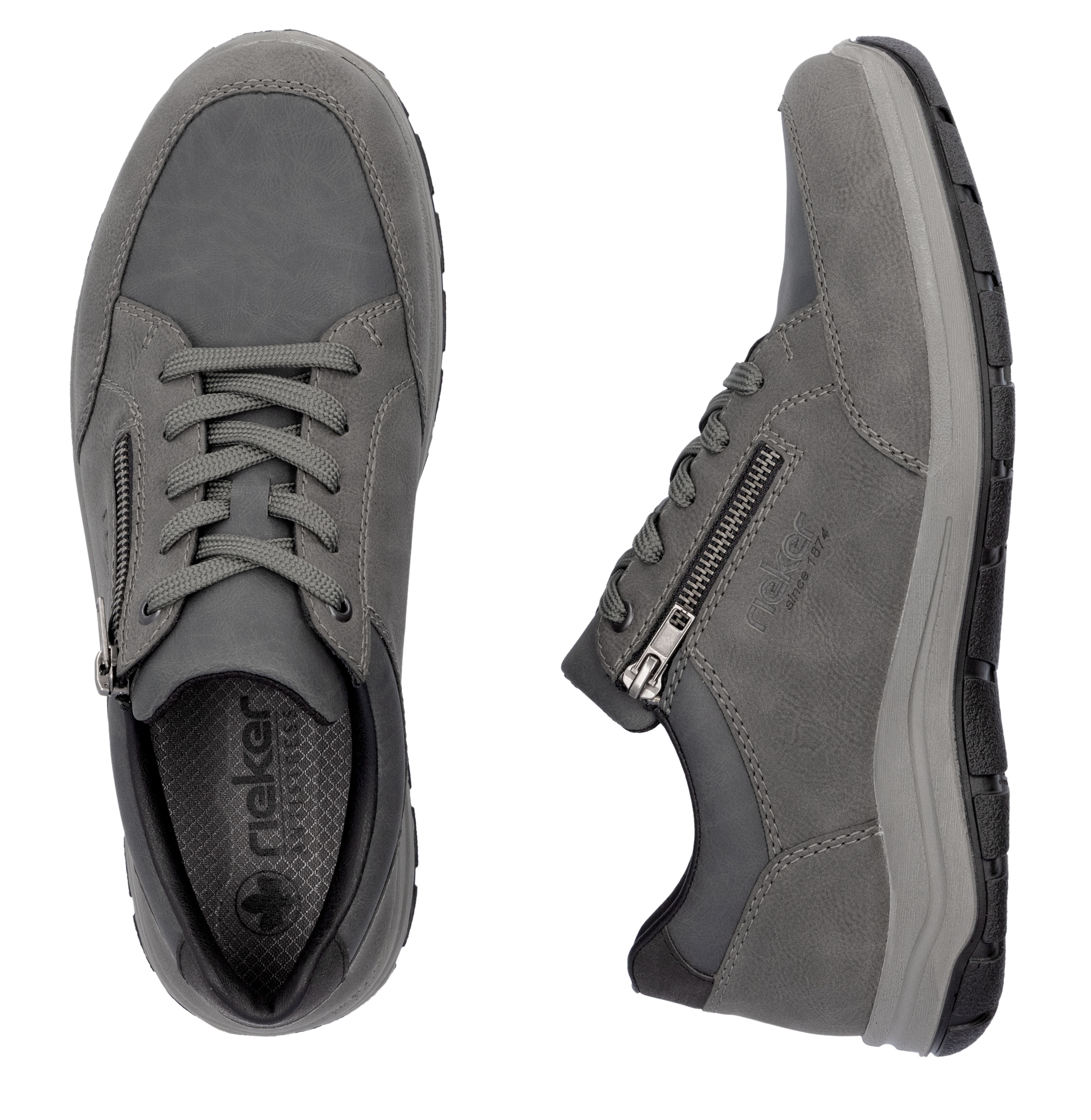 Rieker Sneaker, Freizeitschuh, Halbschuh, Schnürschuh mit gepolstertem Schaftrand