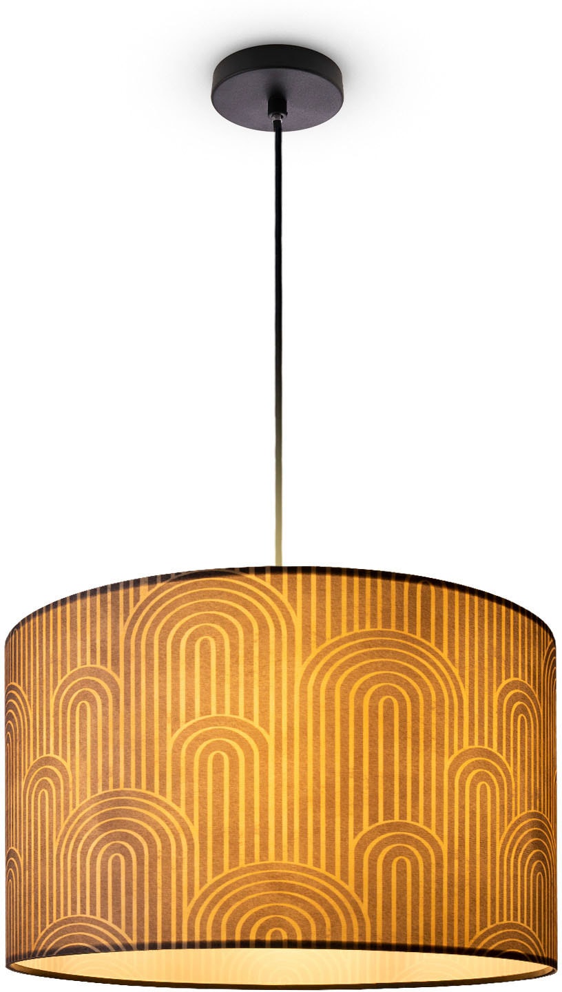 Paco Home Pendelleuchte »Hugo Pillar«, Leuchtmittel E27 | ohne Leuchtmittel, Pendelleuchte Wohnzimmer Stofflampe Rund Esszimmer Vintage Retro