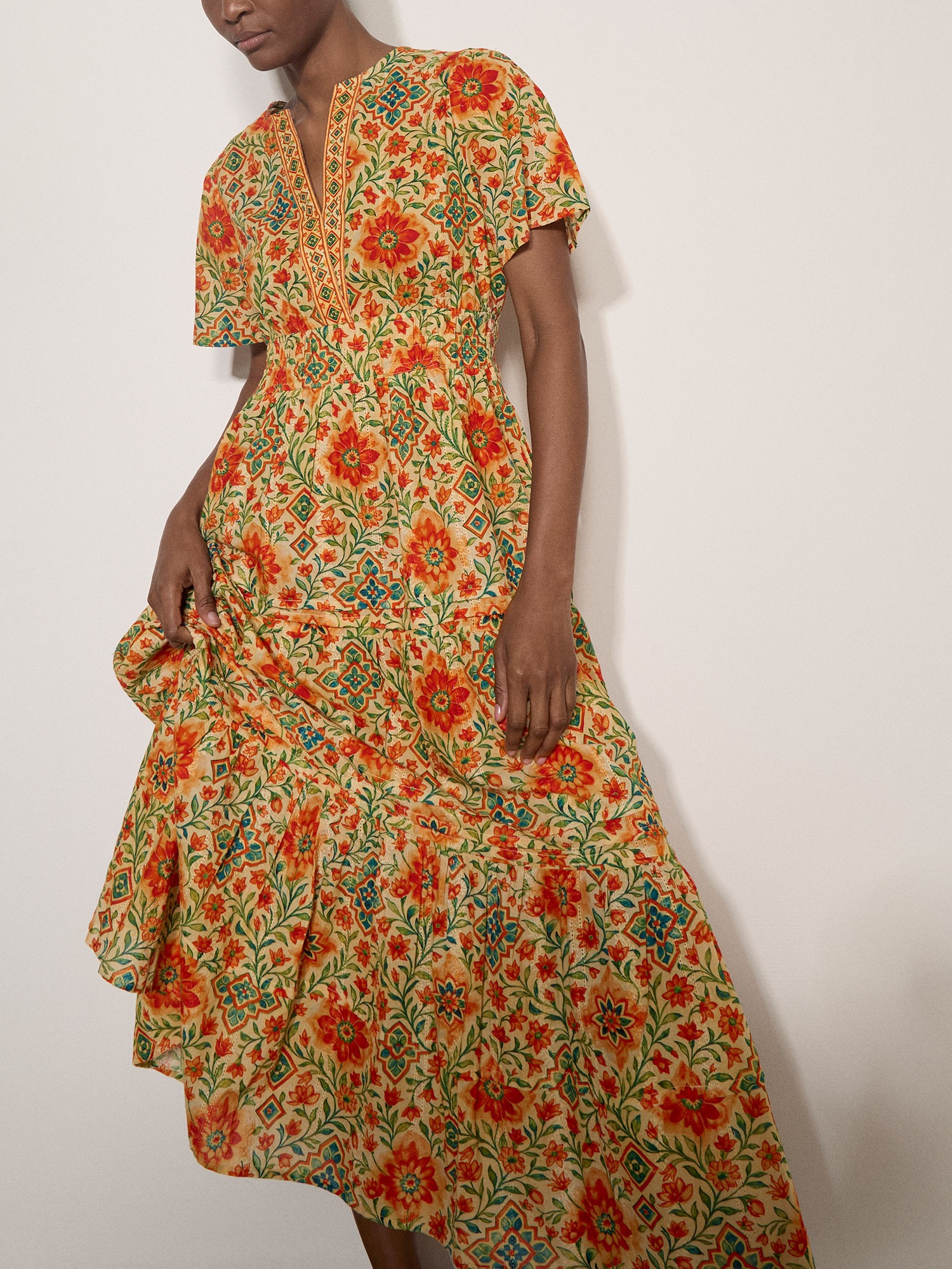 Apricot Druckkleid »Midikleid« mit Volant