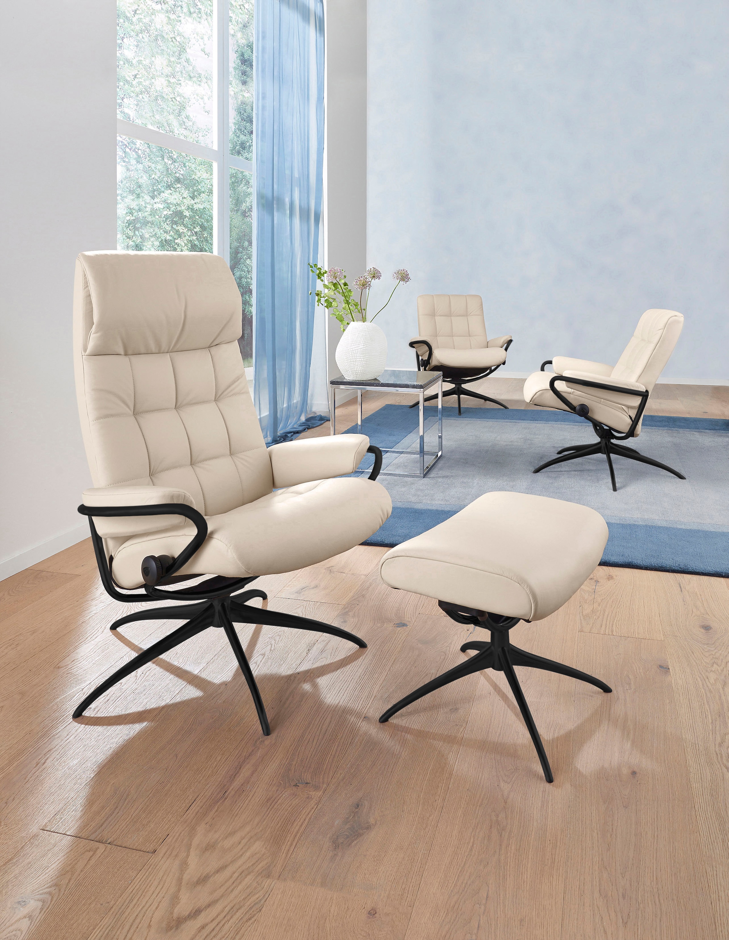 Stressless® Relaxsessel »London«, (Set, Relaxsessel mit Hocker), mit Hocker, High Back, mit Star Base, Gestell Schwarz