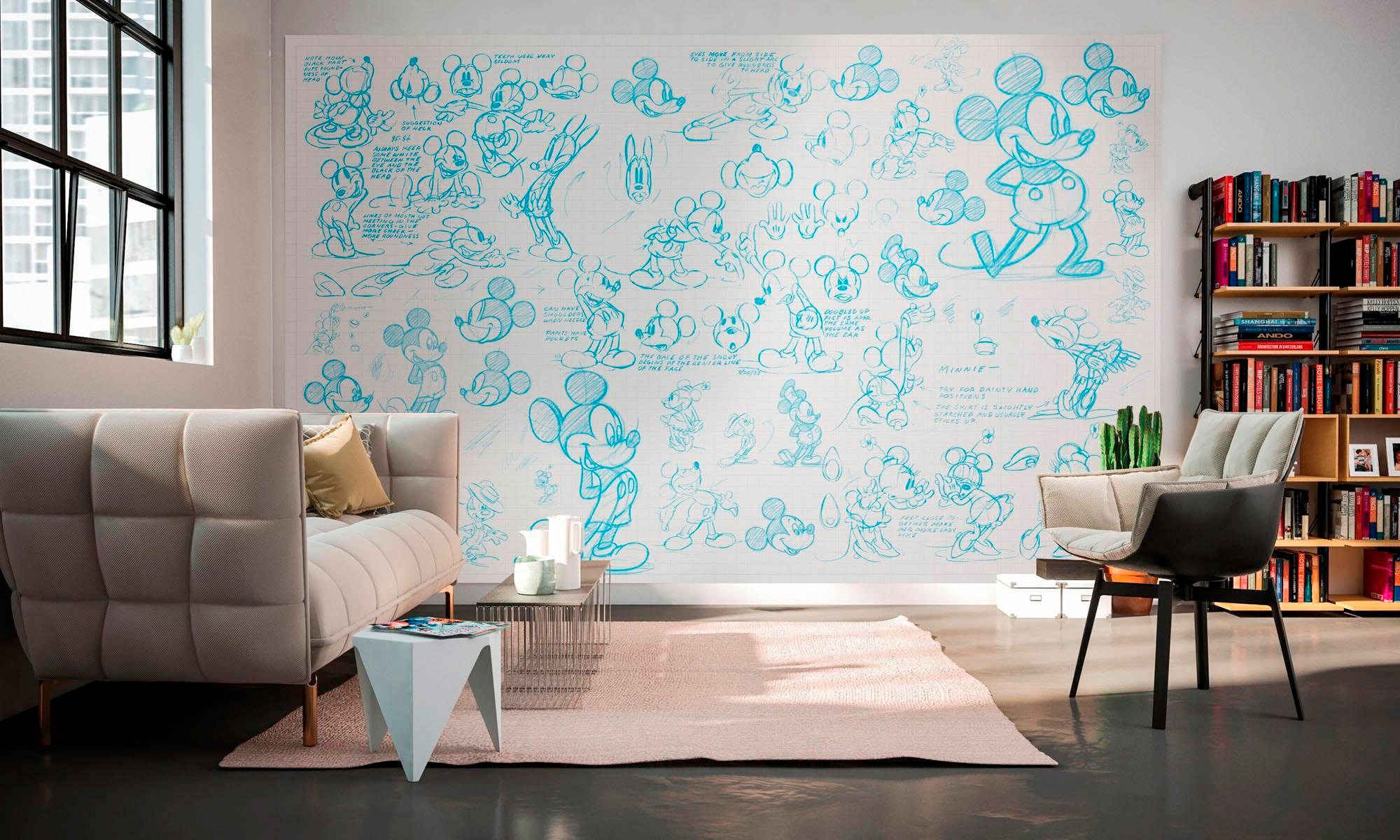 Komar Vliestapete »Digitaldruck Vlies - Mickey Sketches - Größe 400 x 250 cm«, bedruckt, Kinderzimmer