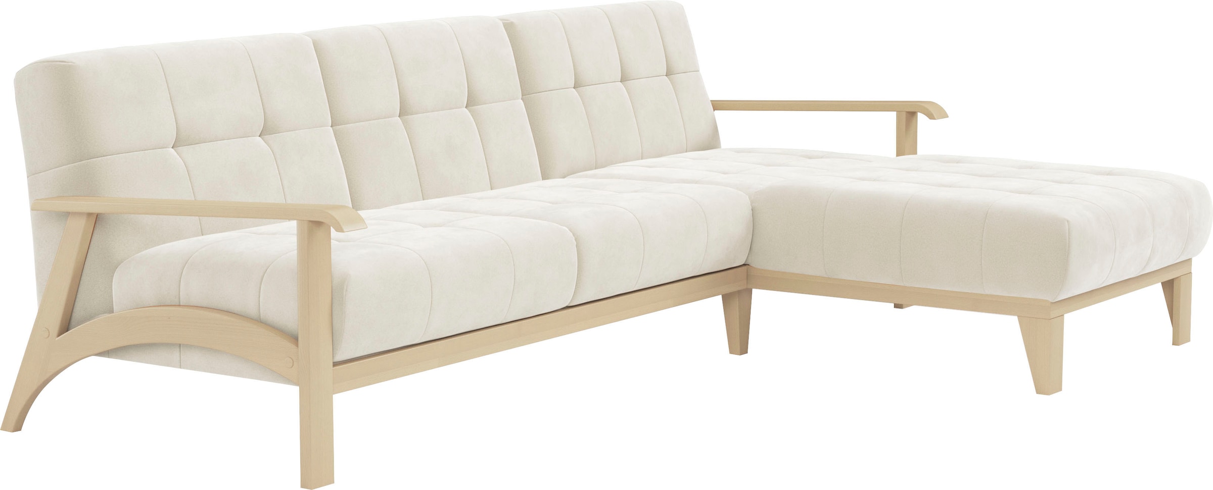 sit&more Ecksofa »Billund L-Form« Armlehnen aus Buchenholz in natur, verschiedene Bezüge und Farben