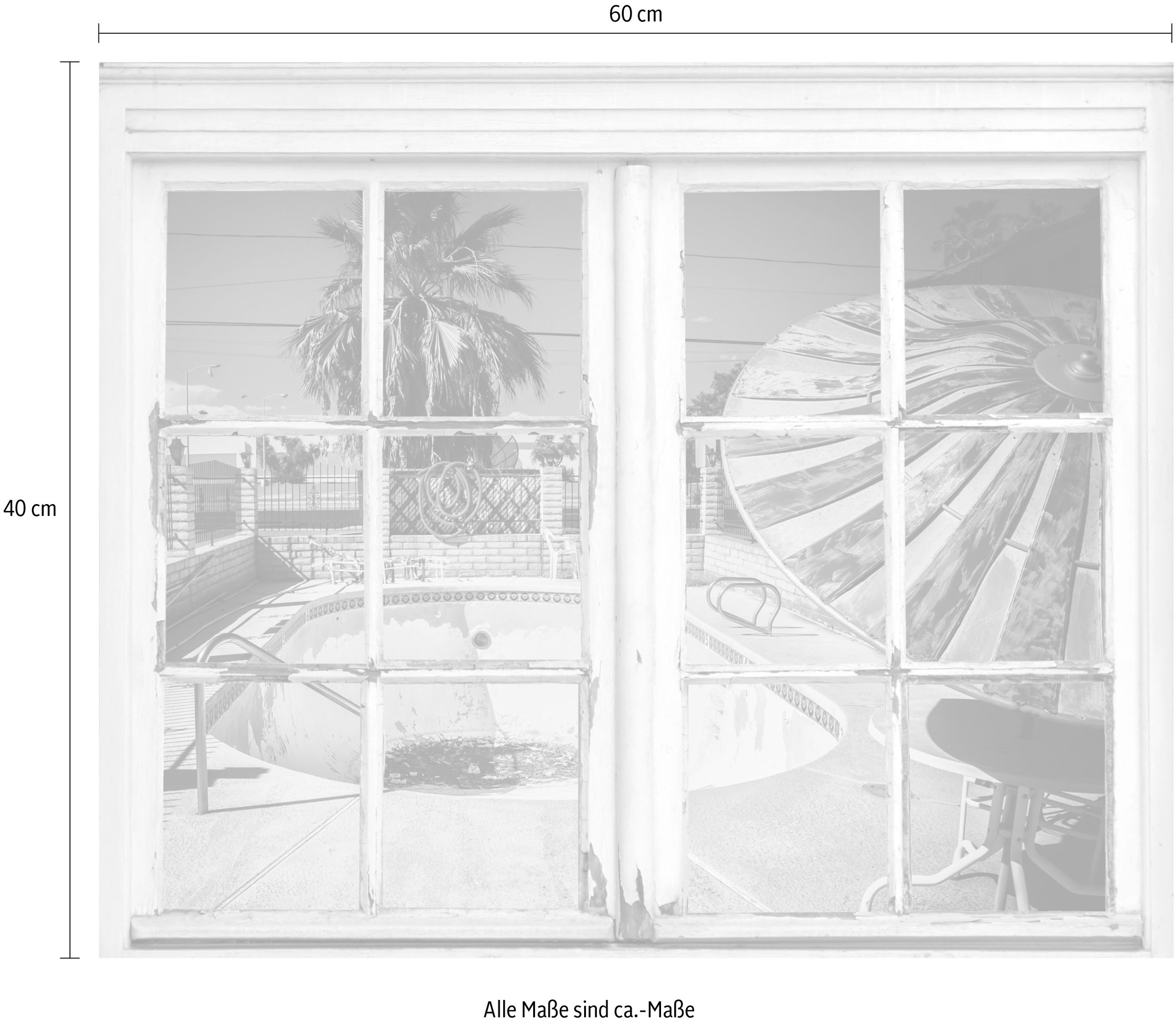 queence Wandsticker »verlassener Pool« Wandsticker, Wandbild, selbstklebend, 3D, Fenster