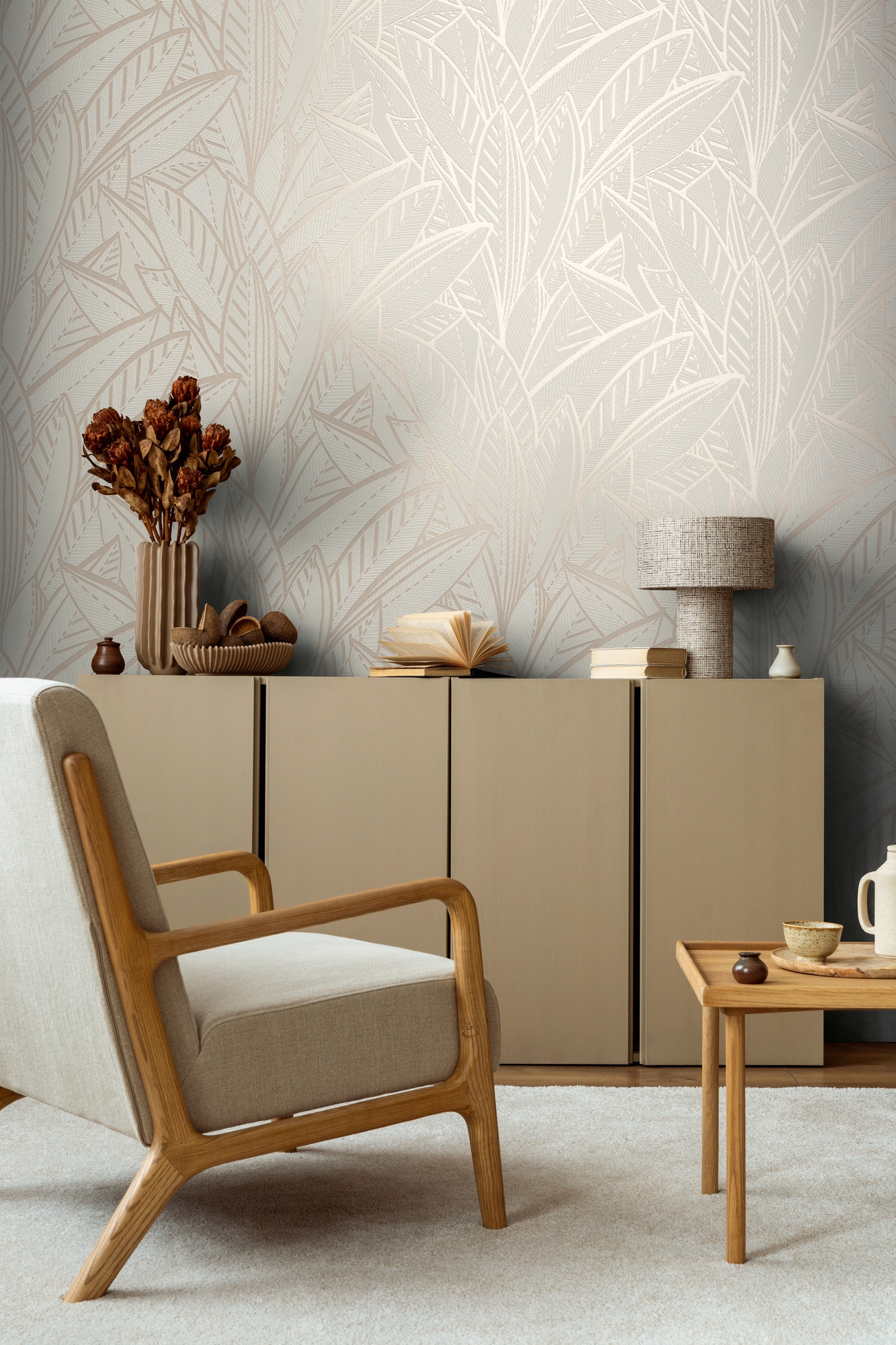 A.S. Création Vliestapete »French Affair Blätter-Tapete Mustertapete Floral Blattmuster« leicht glänzend strukturiert Vliestapete Blatt-Motiv für Schlafzimmer Küche Wohnzimmer Blätter Flur