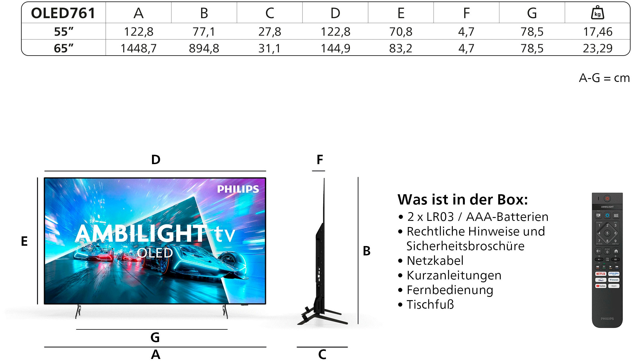 Philips OLED-Fernseher »55OLED761/12« 139 cm/55 ″ Smart-TV